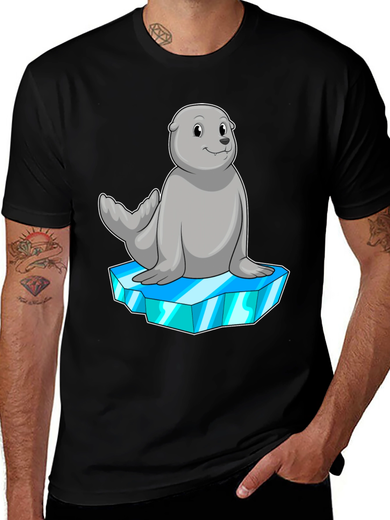 Seal on Iceberg Graphic Tee - Black