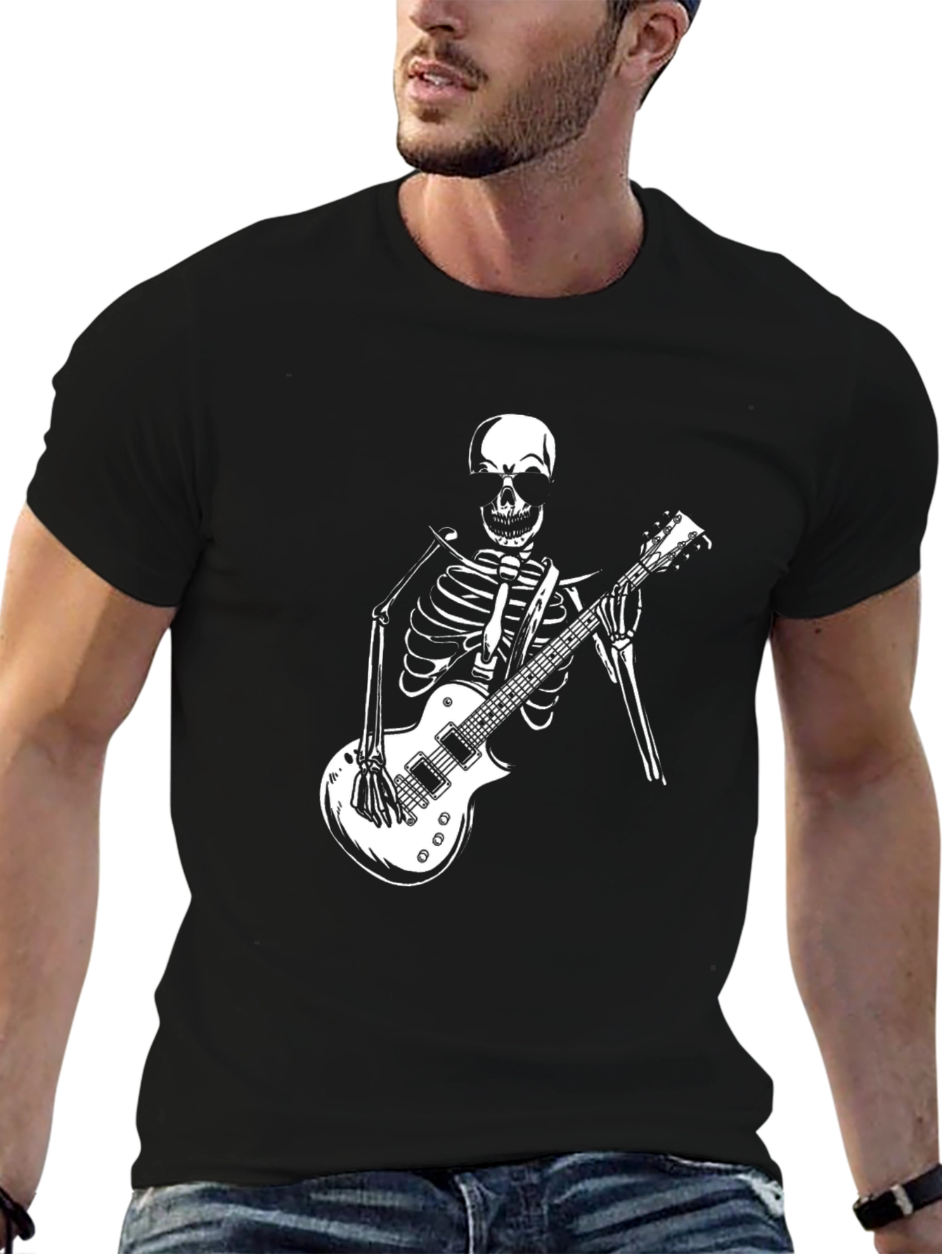 Skeleton Guitar Player Graphic Tee