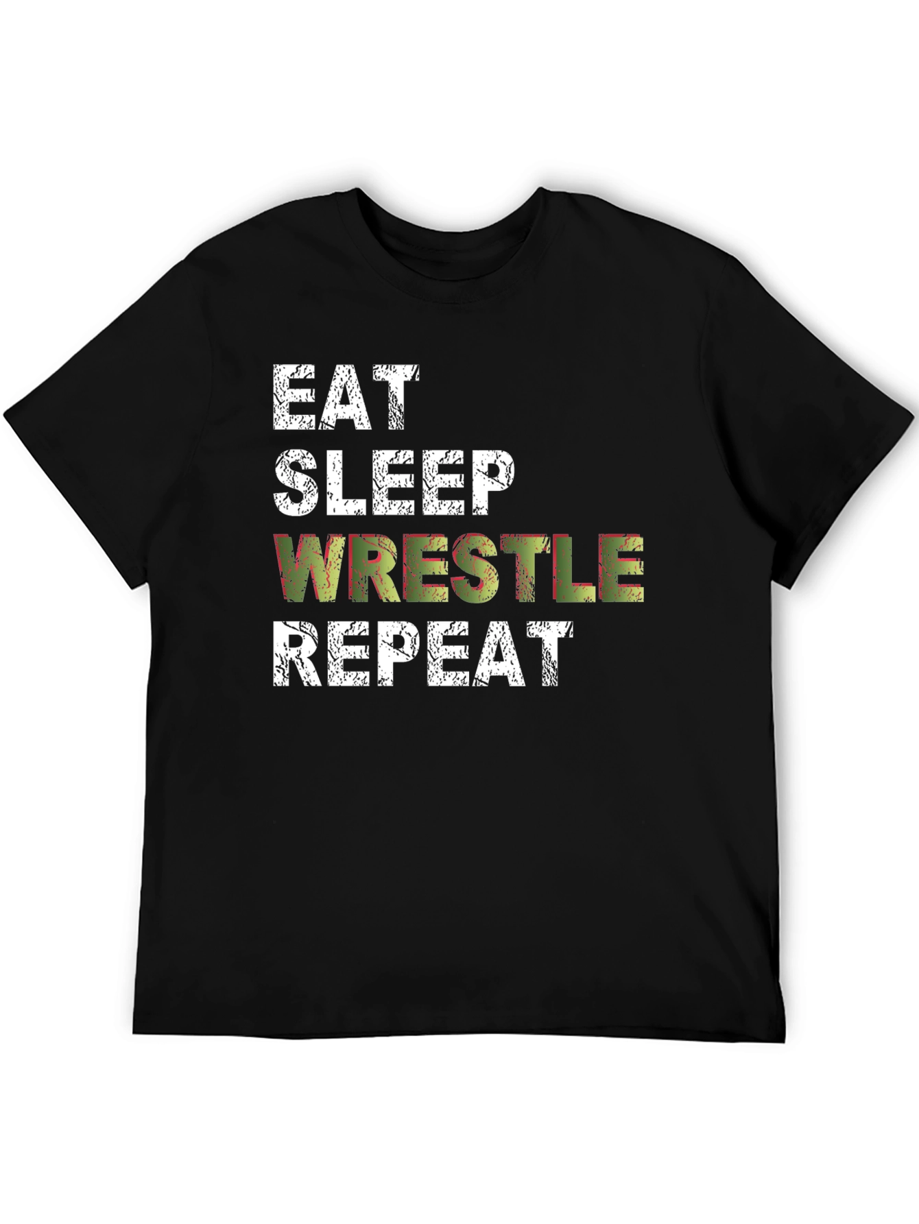 Eat Sleep Wrestle Repeat Black T-Shirt