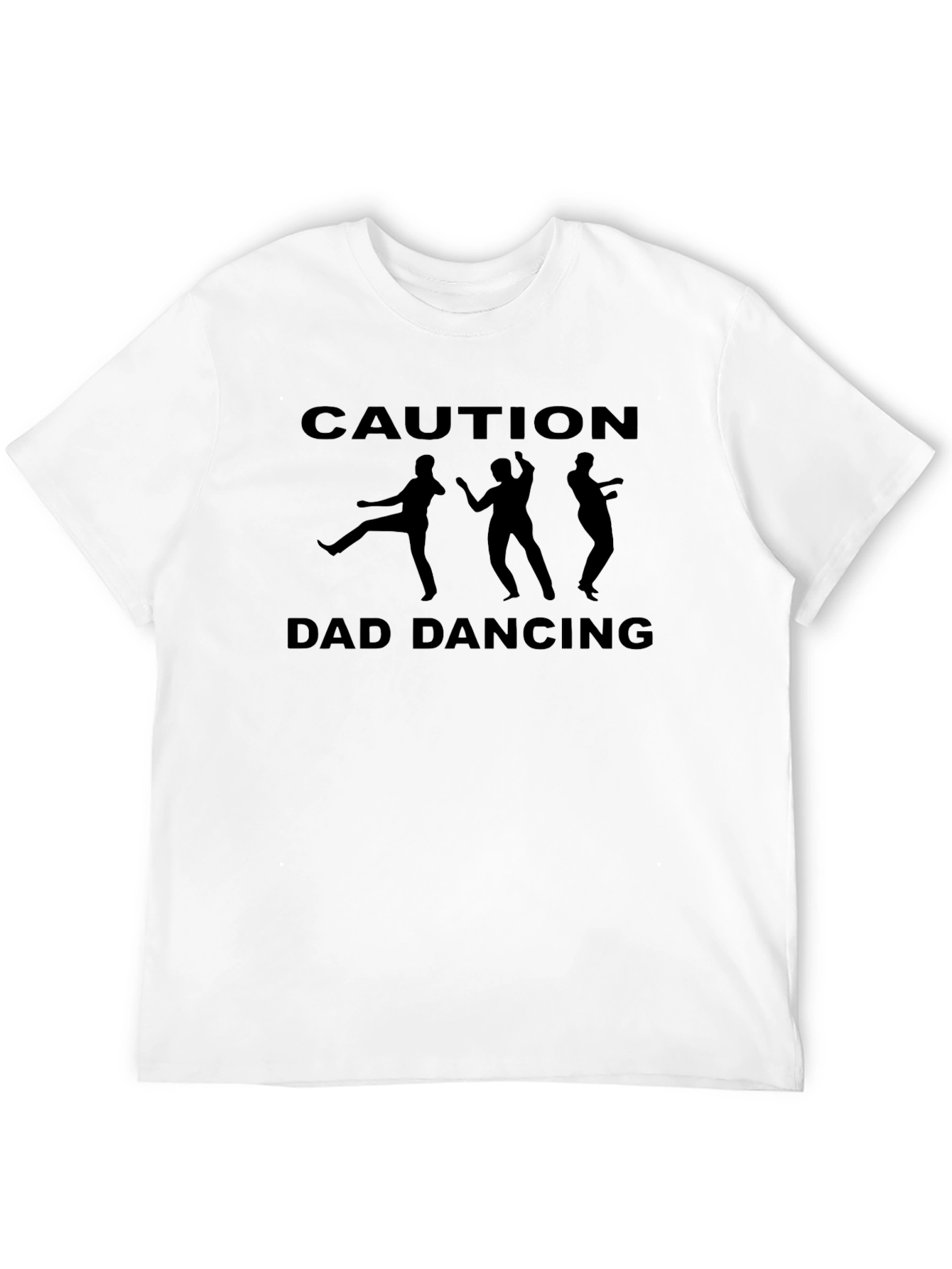 Caution Dad Dancing Graphic Tee - Black Cotton T-Shirt