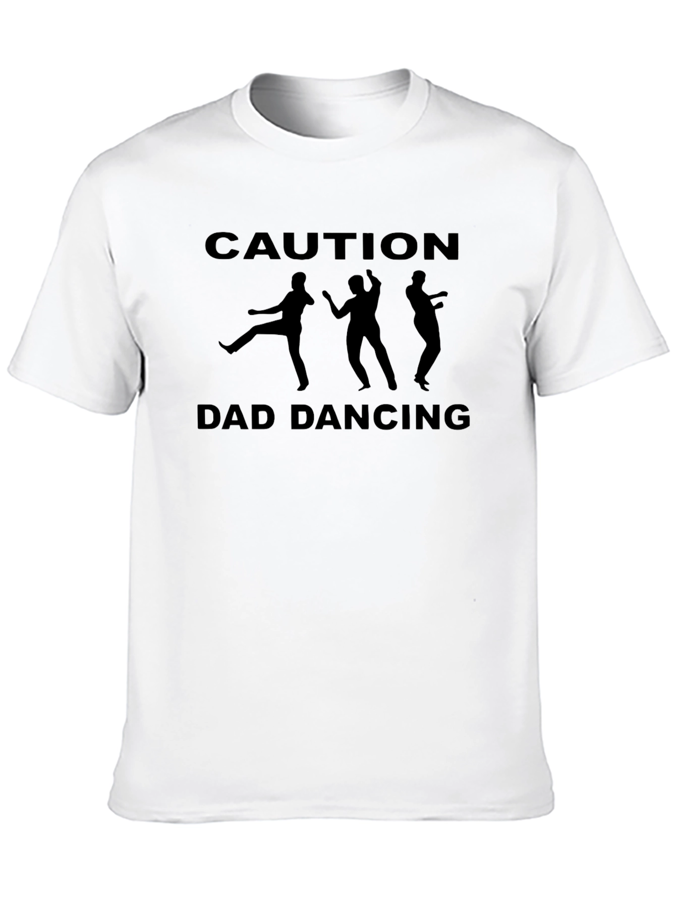 Caution Dad Dancing Graphic Tee - Black Cotton T-Shirt