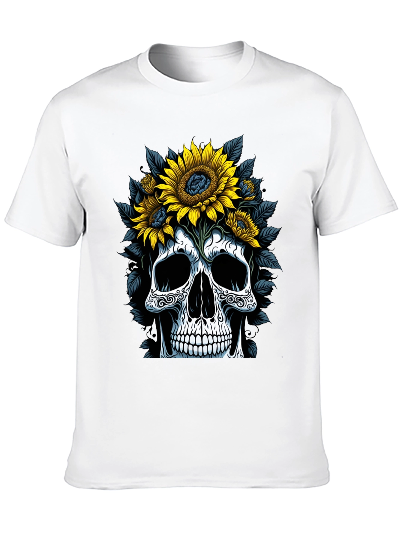Skull & Sunflower Graphic Tee - Mens Black T-Shirt