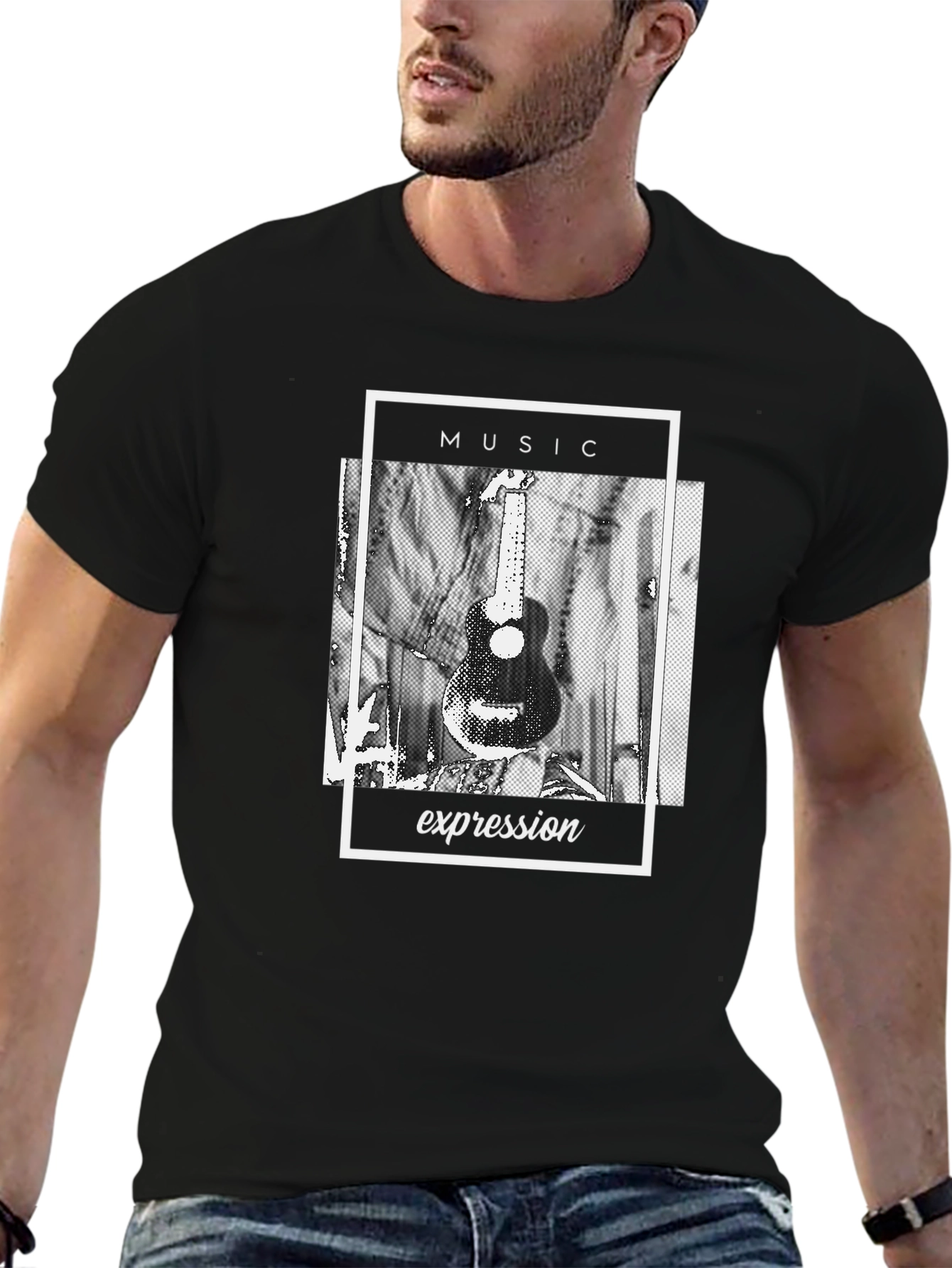 Music Expression Graphic Tee - Black Cotton