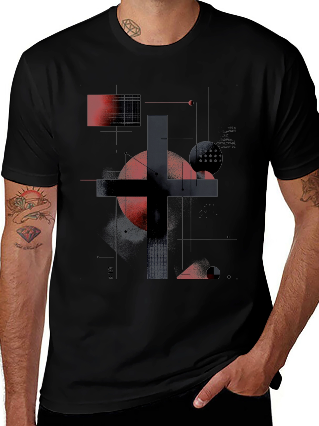 Abstract Geometric Art Black T-Shirt