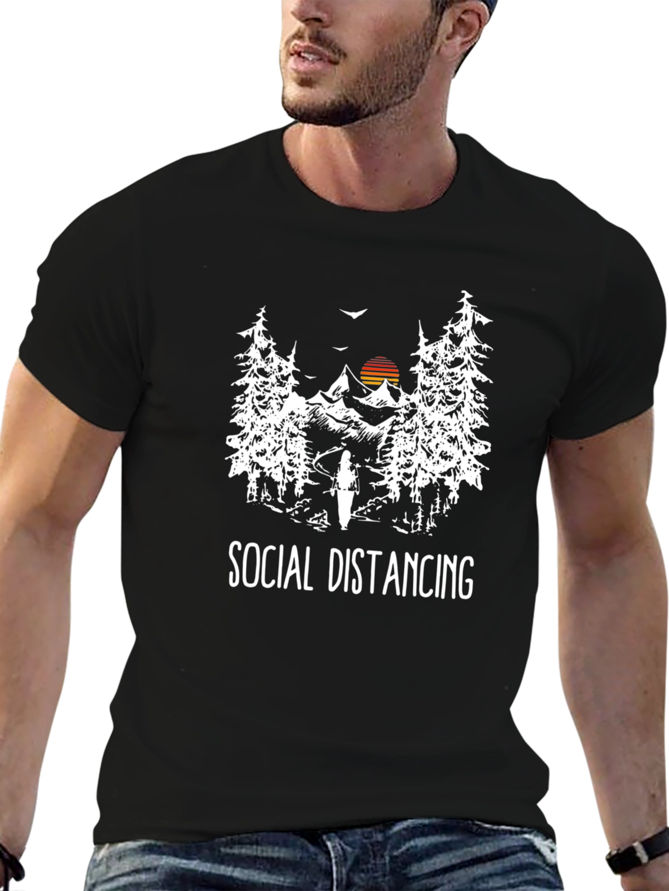 Social Distancing Outdoor Adventure Graphic T-Shirt