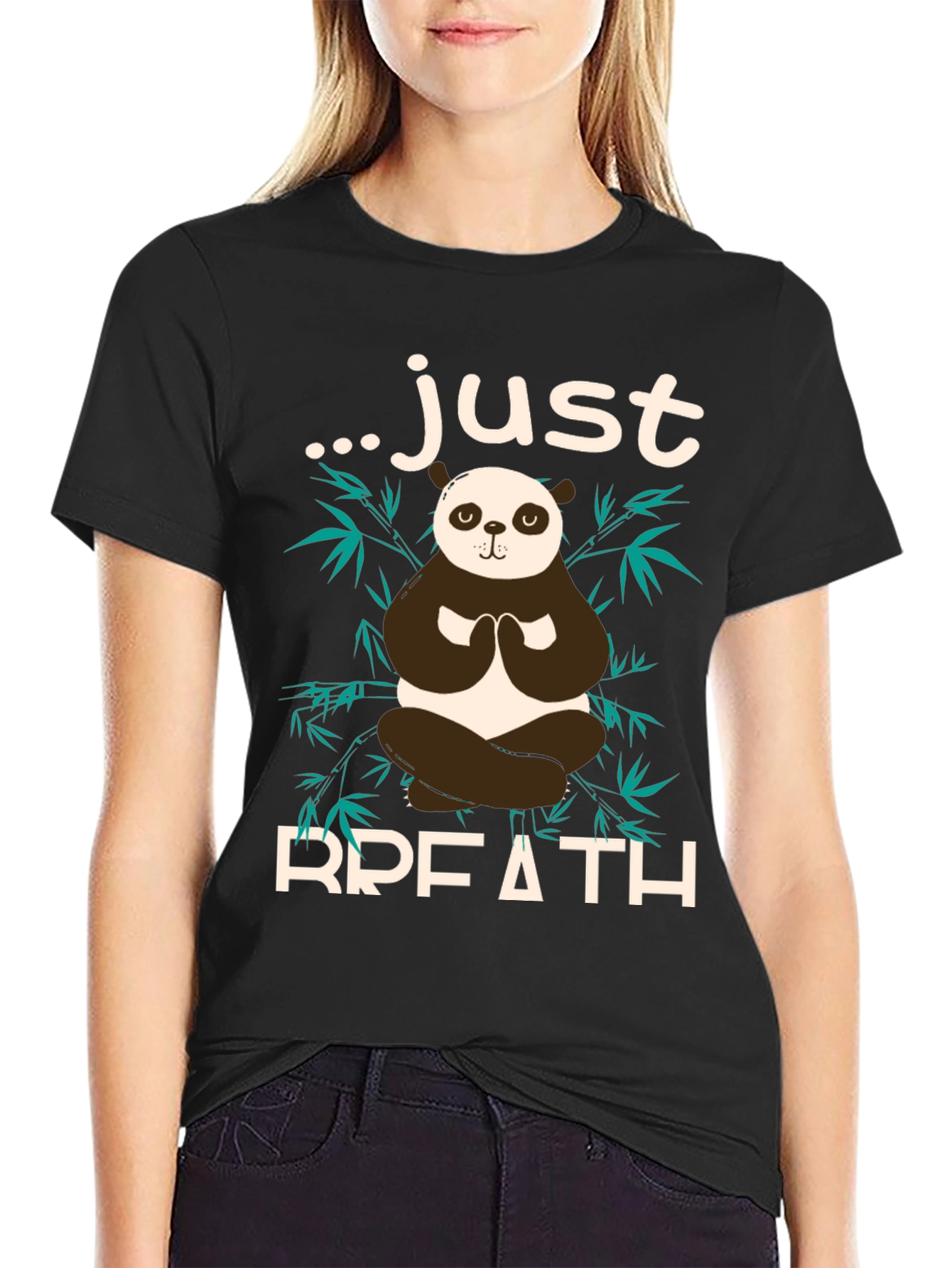 Just Breath Panda T-Shirt - Meditation Zen Vibes