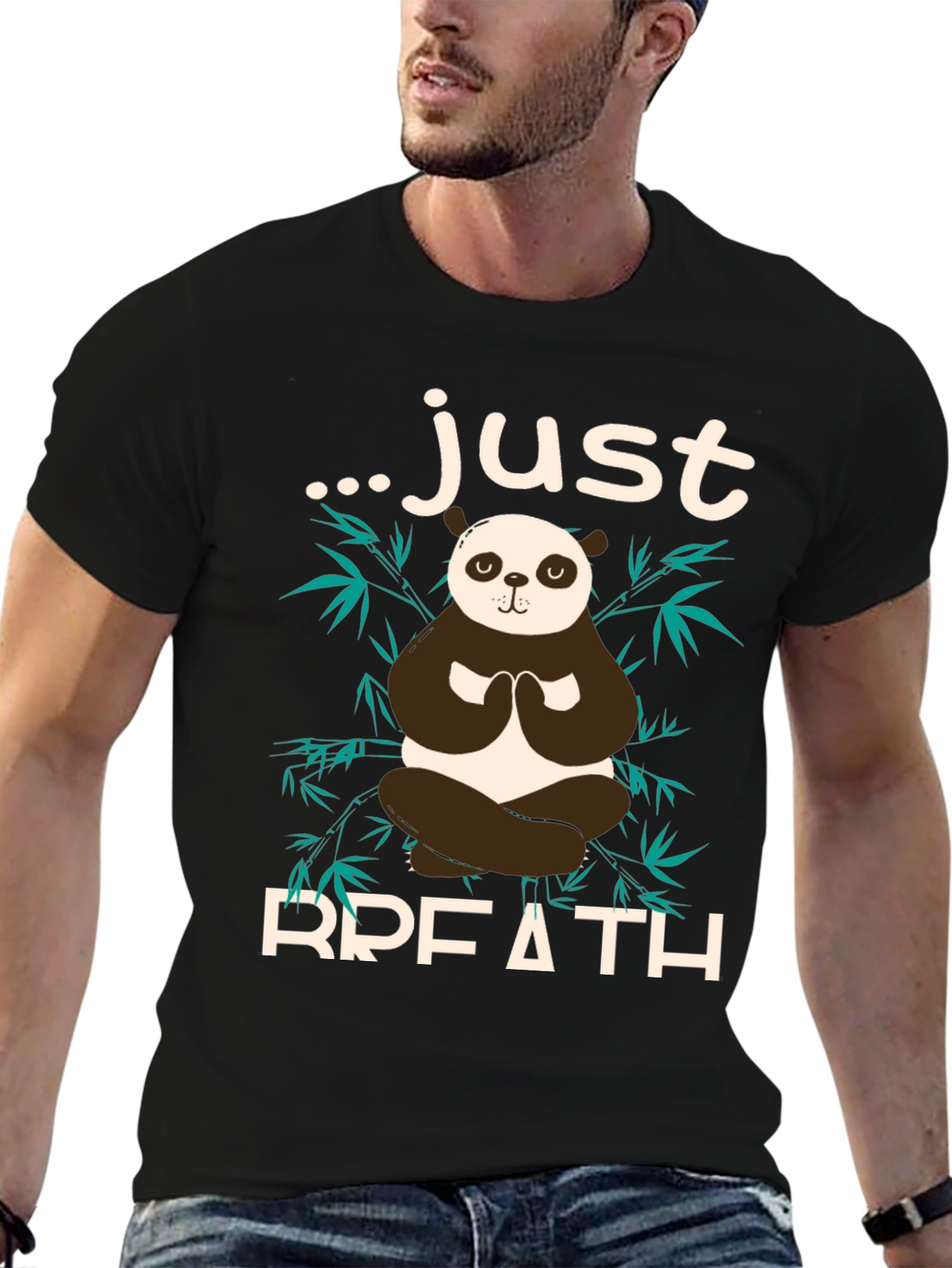 Just Breath Panda T-Shirt - Meditation Zen Vibes