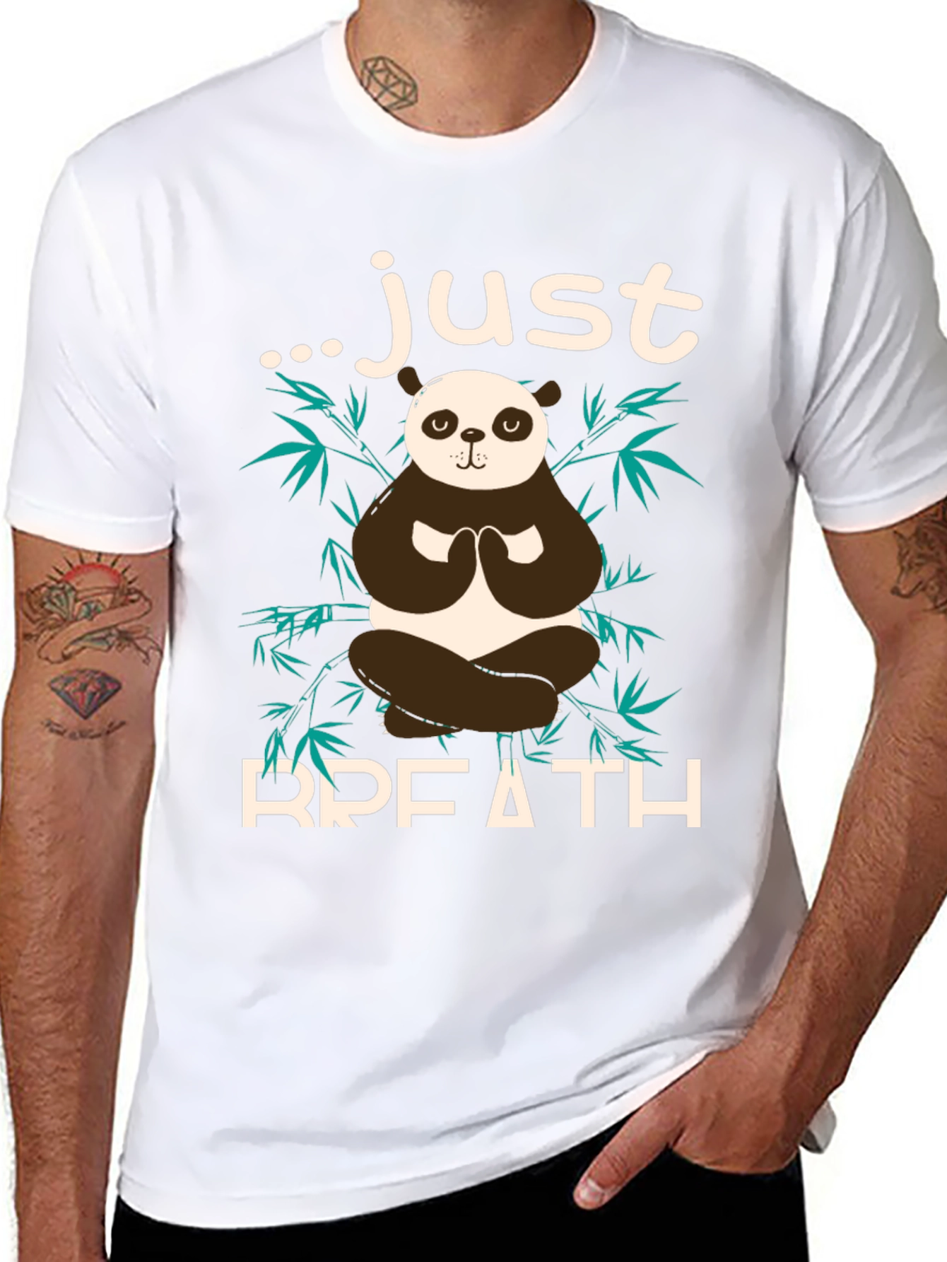 Just Breath Panda T-Shirt - Meditation Zen Vibes