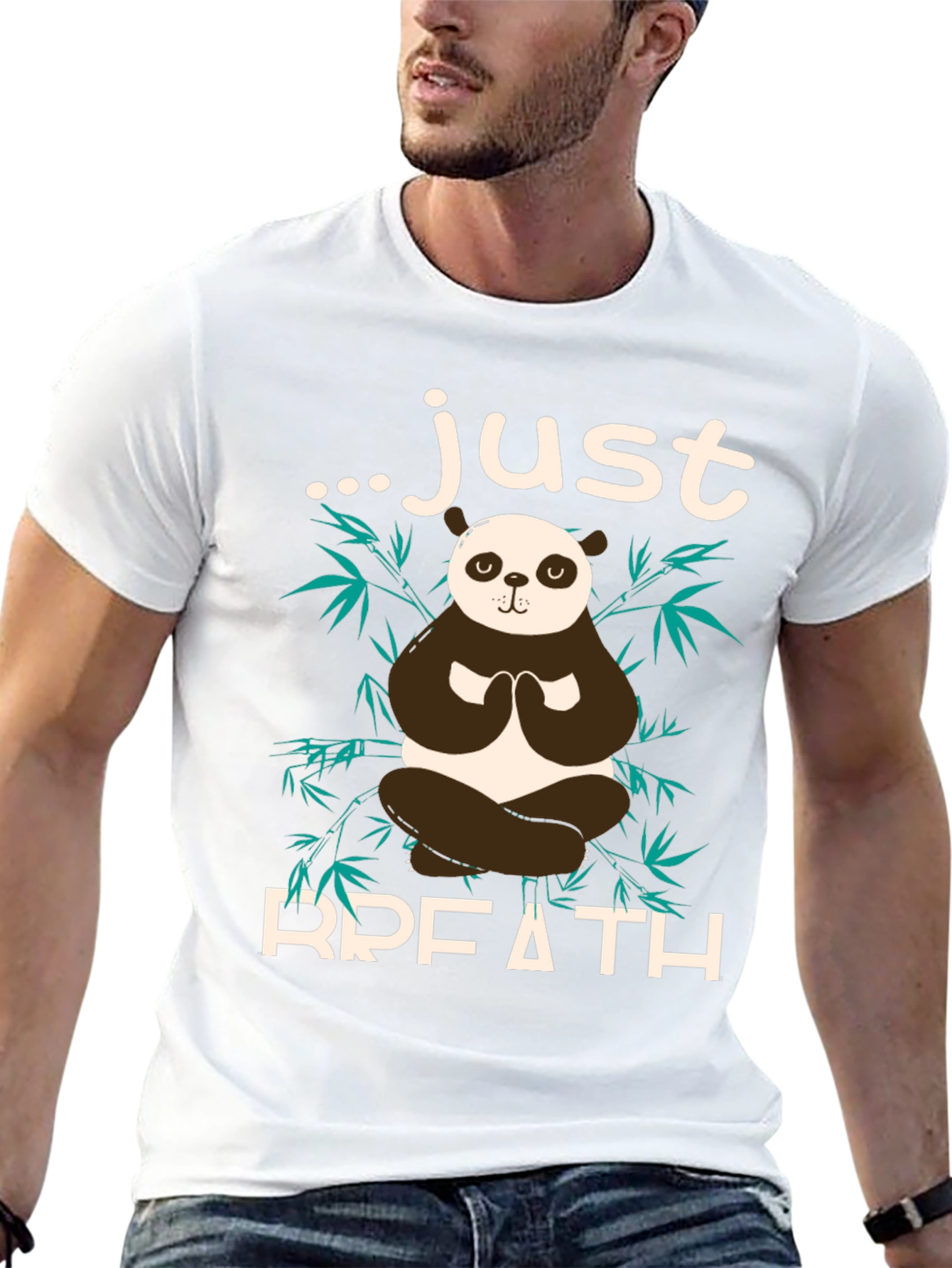 Just Breath Panda T-Shirt - Meditation Zen Vibes