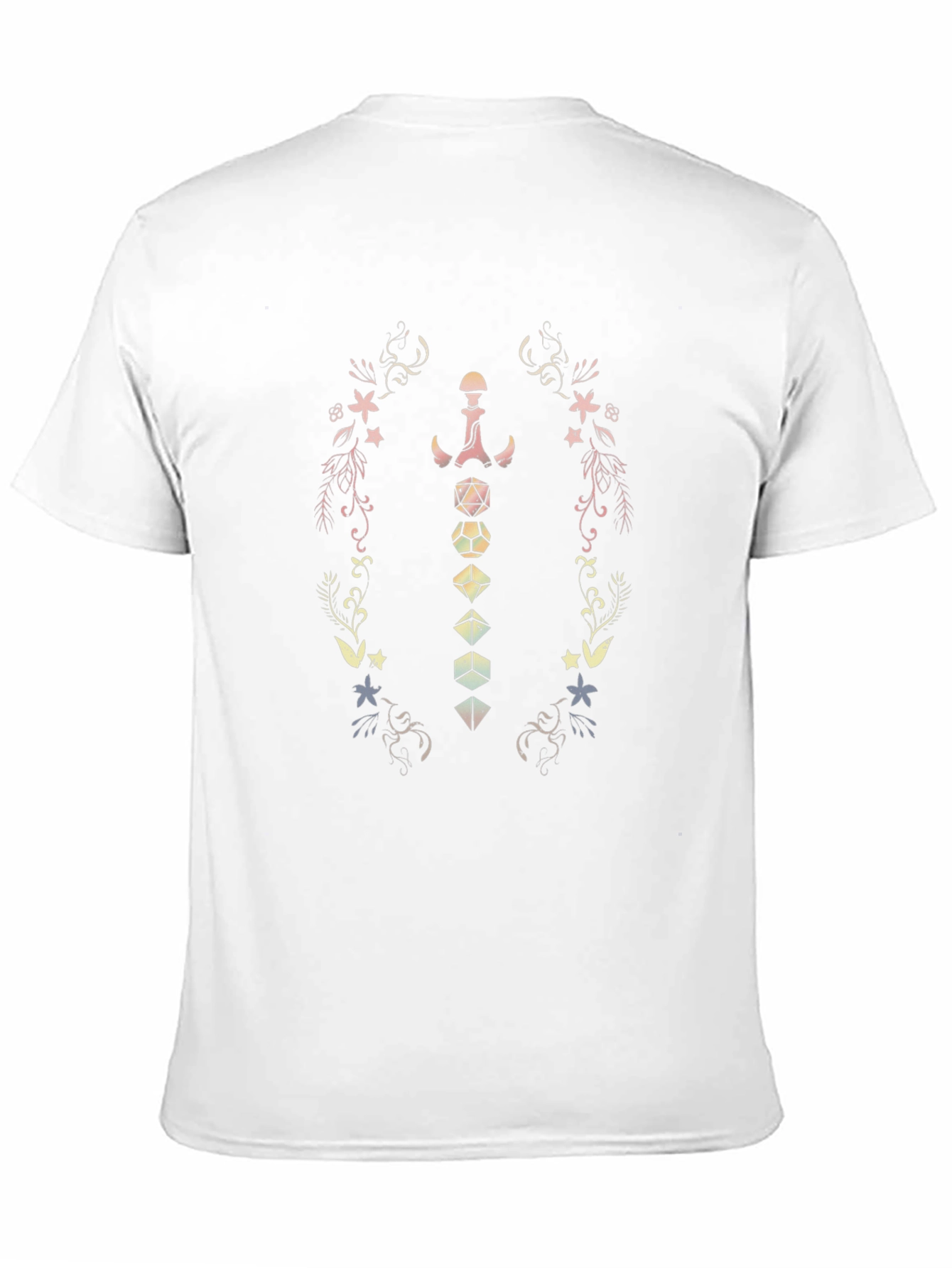 Fantasy Dice & Floral Black T-Shirt