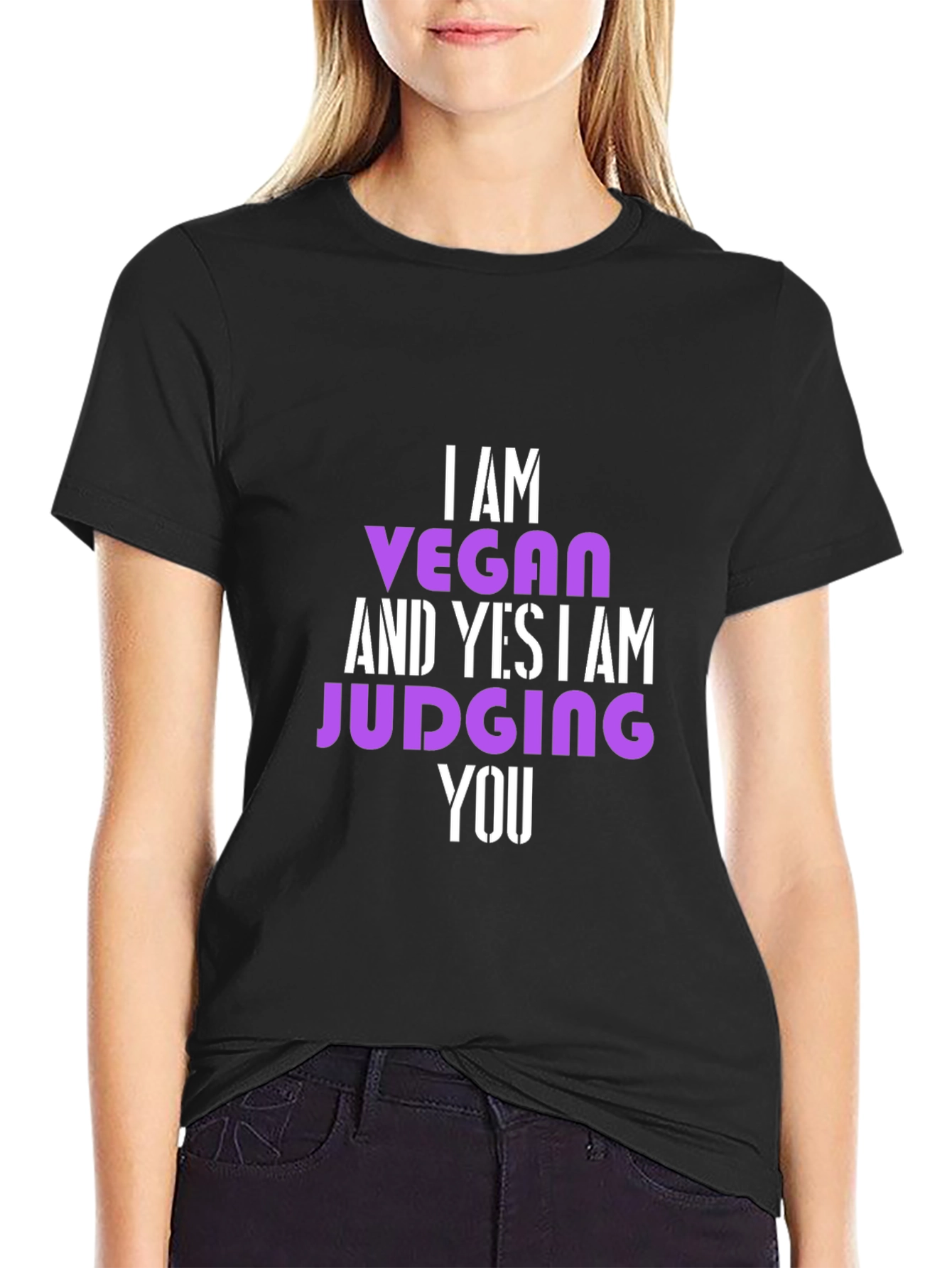 Vegan Statement T-Shirt - Judge Free... Almost