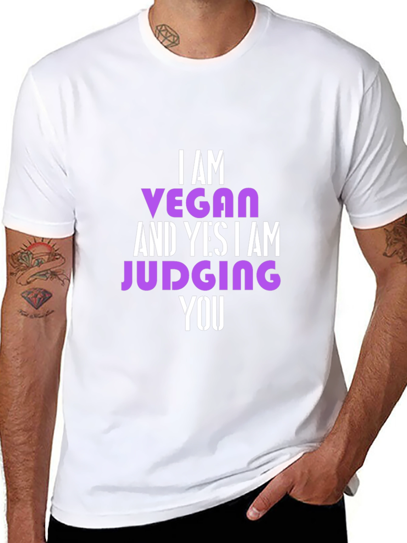 Vegan Statement T-Shirt - Judge Free... Almost