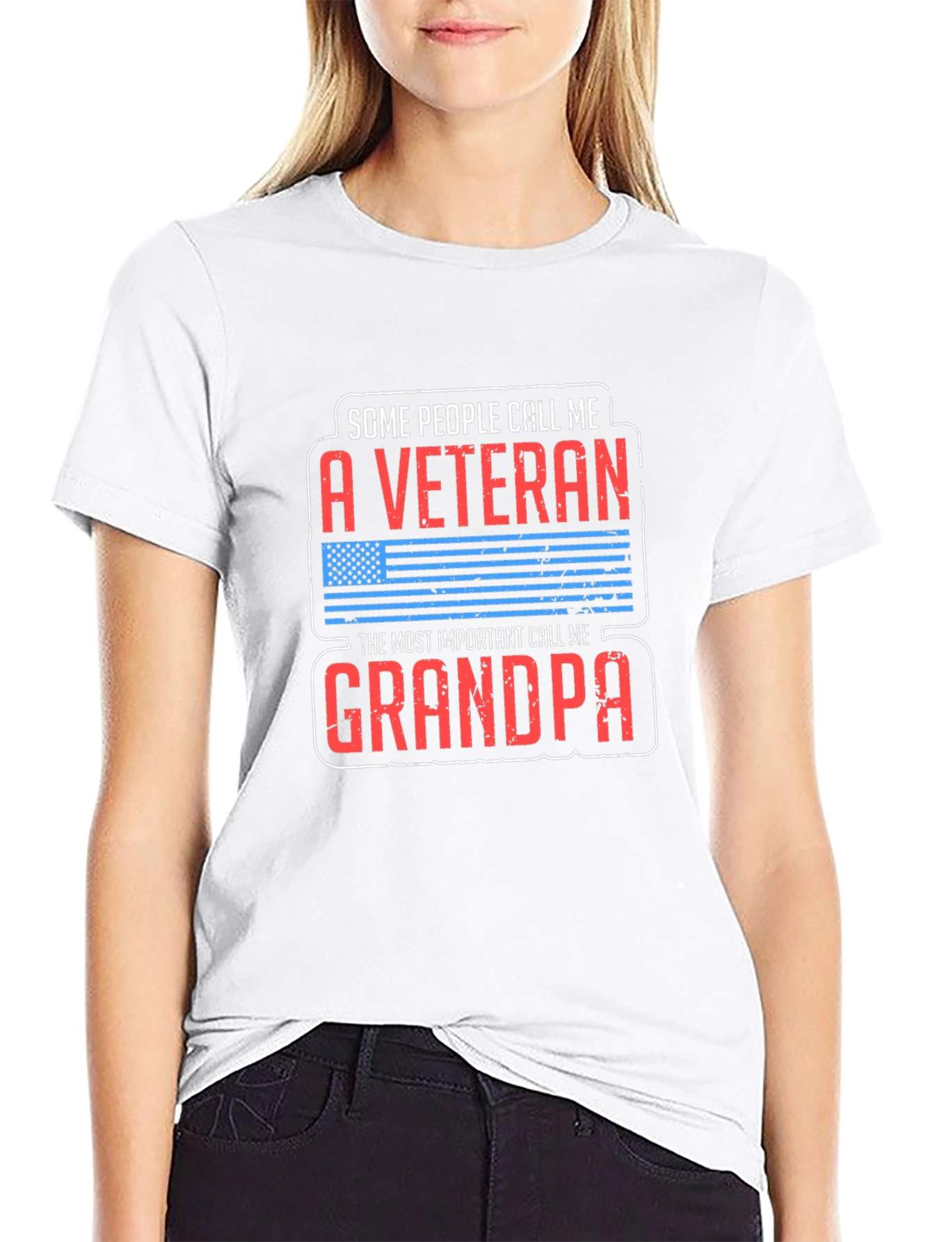 Veteran Grandpa T-Shirt - USA Flag Design