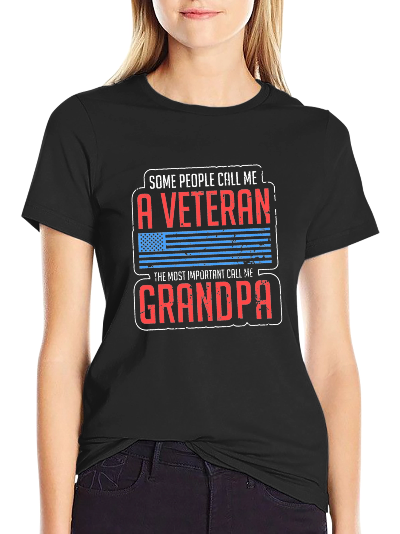Veteran Grandpa T-Shirt - USA Flag Design