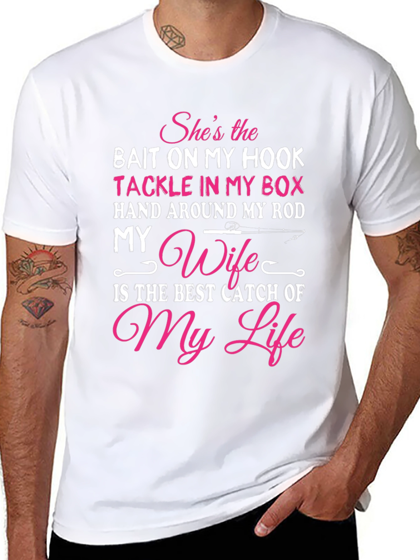 Fishing Wife T-Shirt - Bait on My Hook
