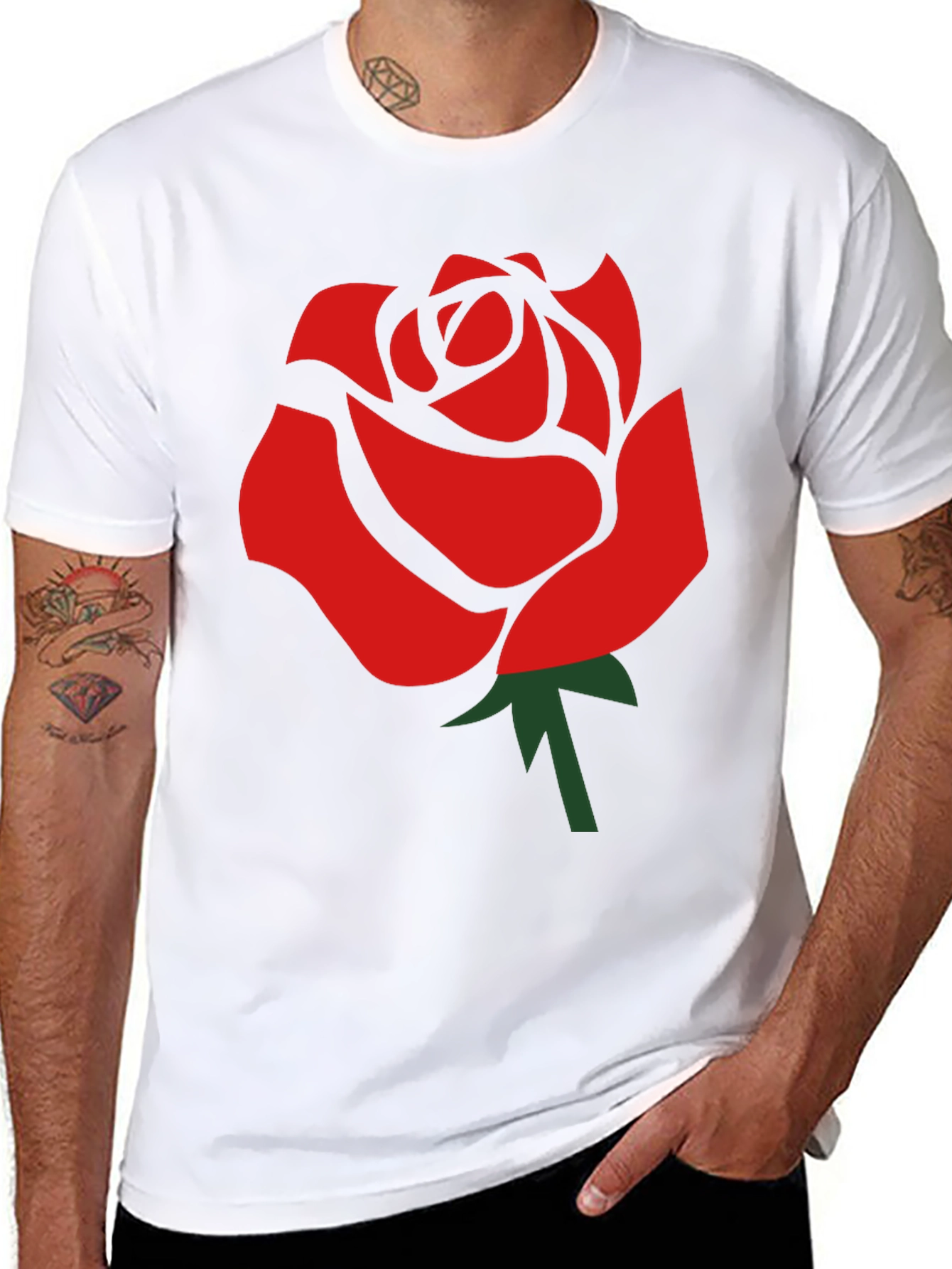 Bold Rose Graphic Black T-Shirt