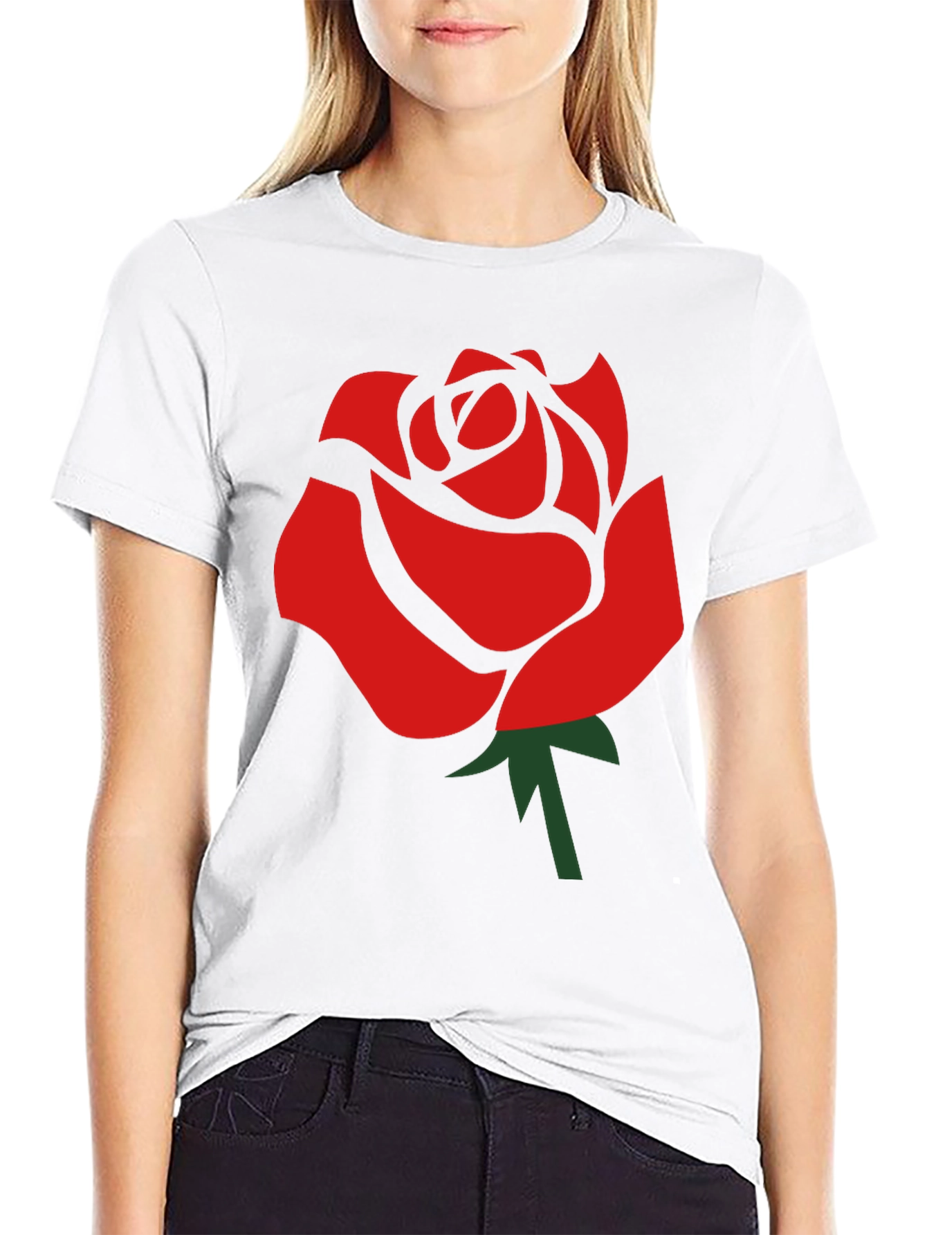 Bold Rose Graphic Black T-Shirt