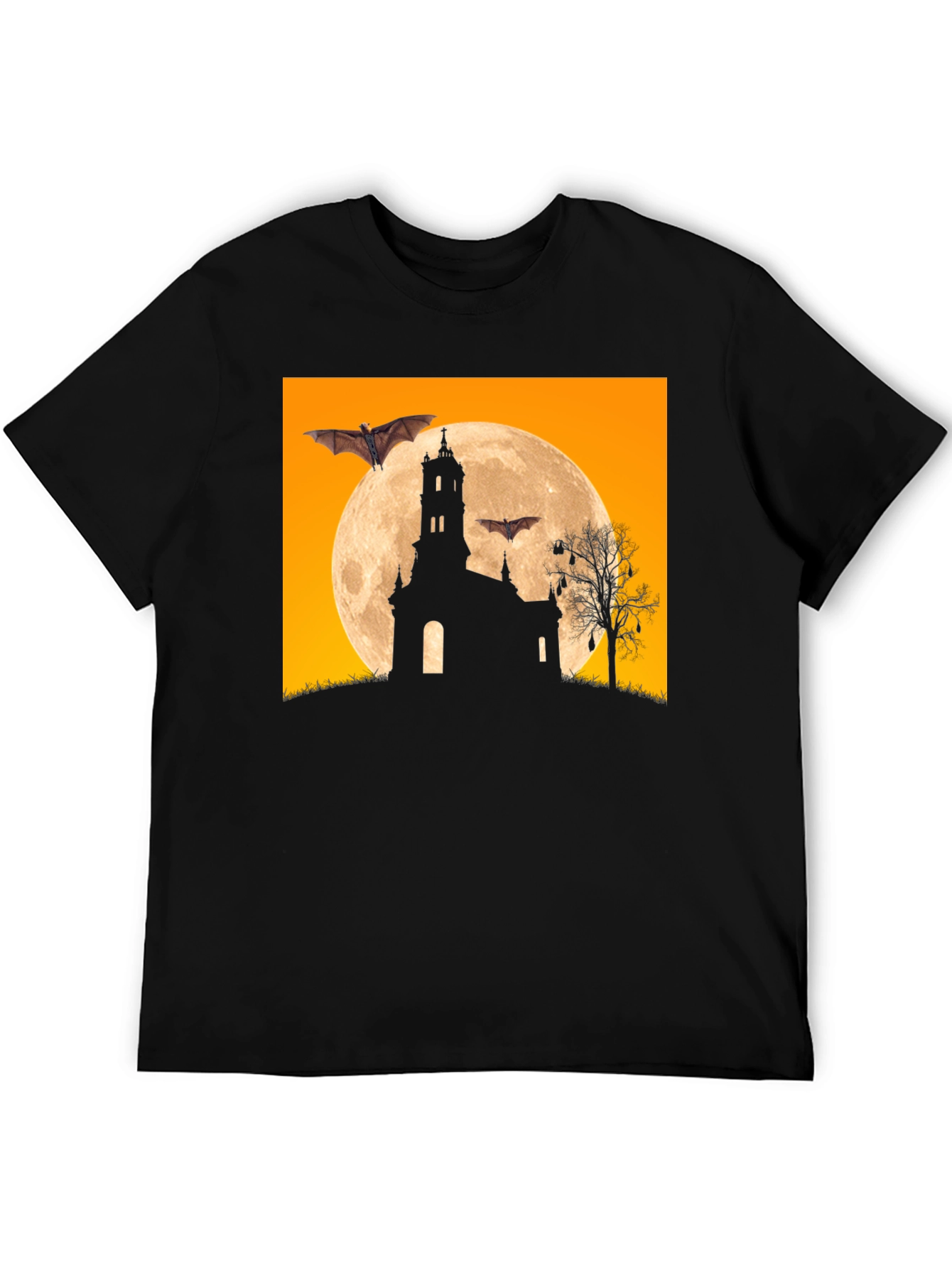 Spooky Halloween Bats & Moon T-Shirt