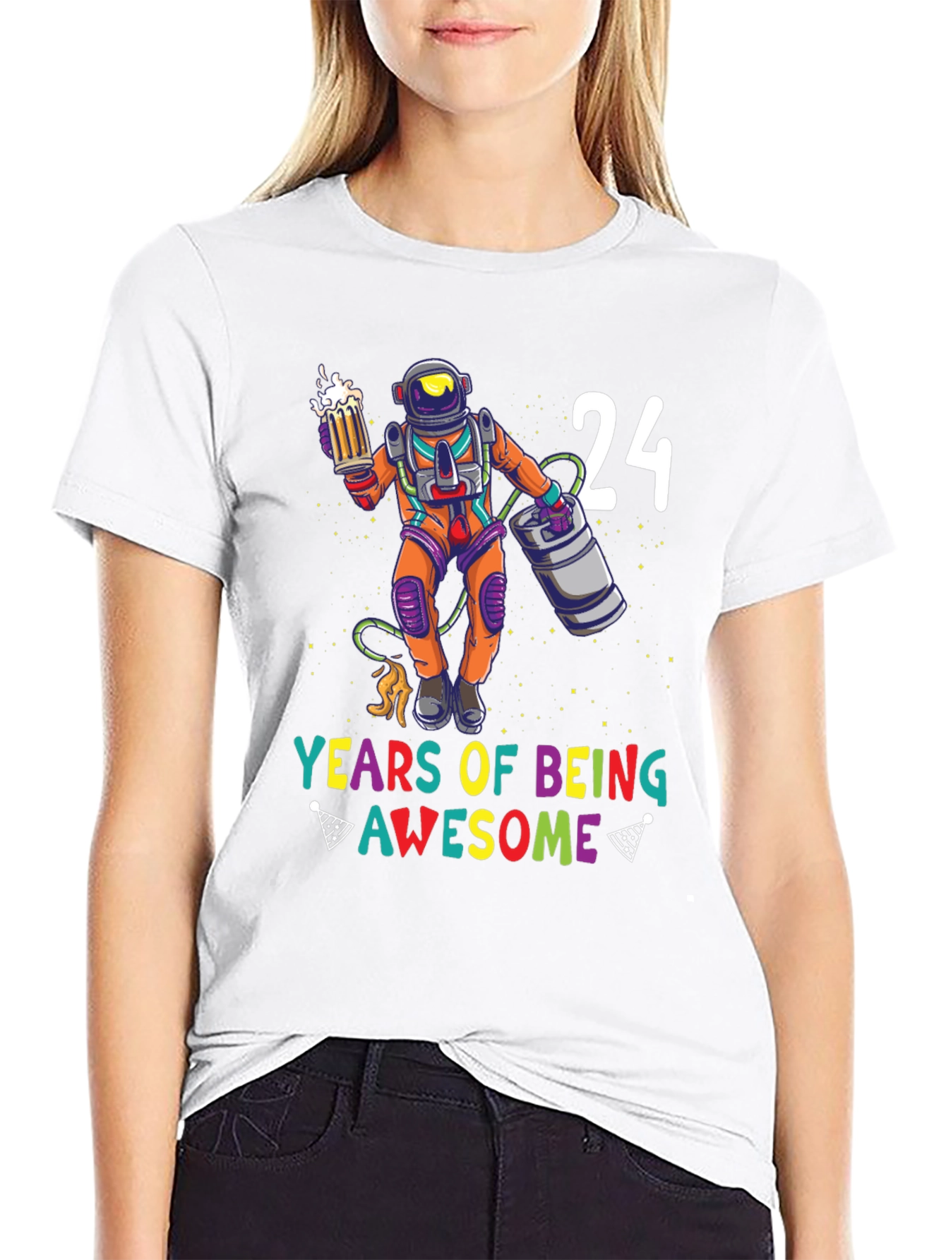 24 Years Awesome Astronaut Beer T-Shirt