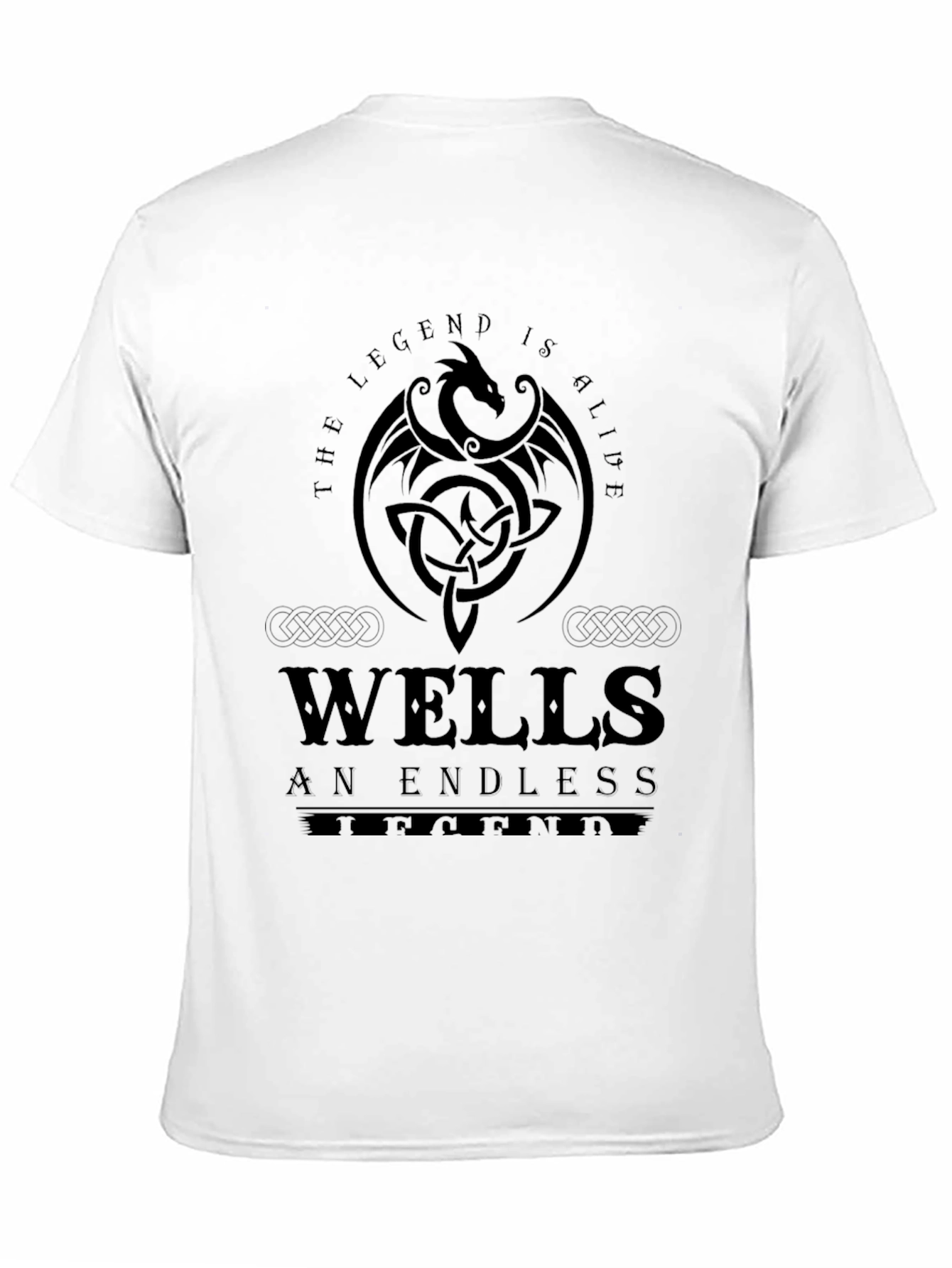 Wells Legend Black T-Shirt Dragon Graphic Print
