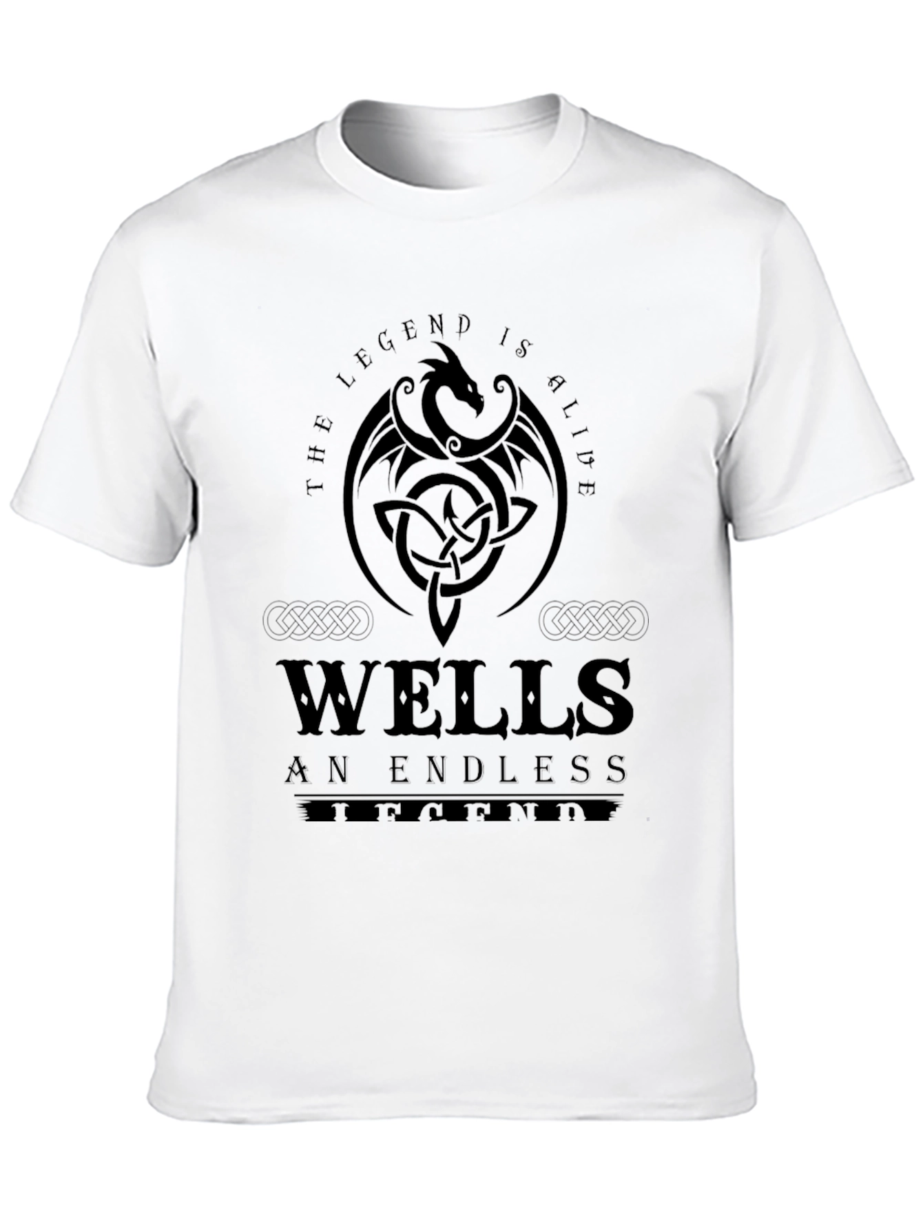 Wells Legend Black T-Shirt Dragon Graphic Print