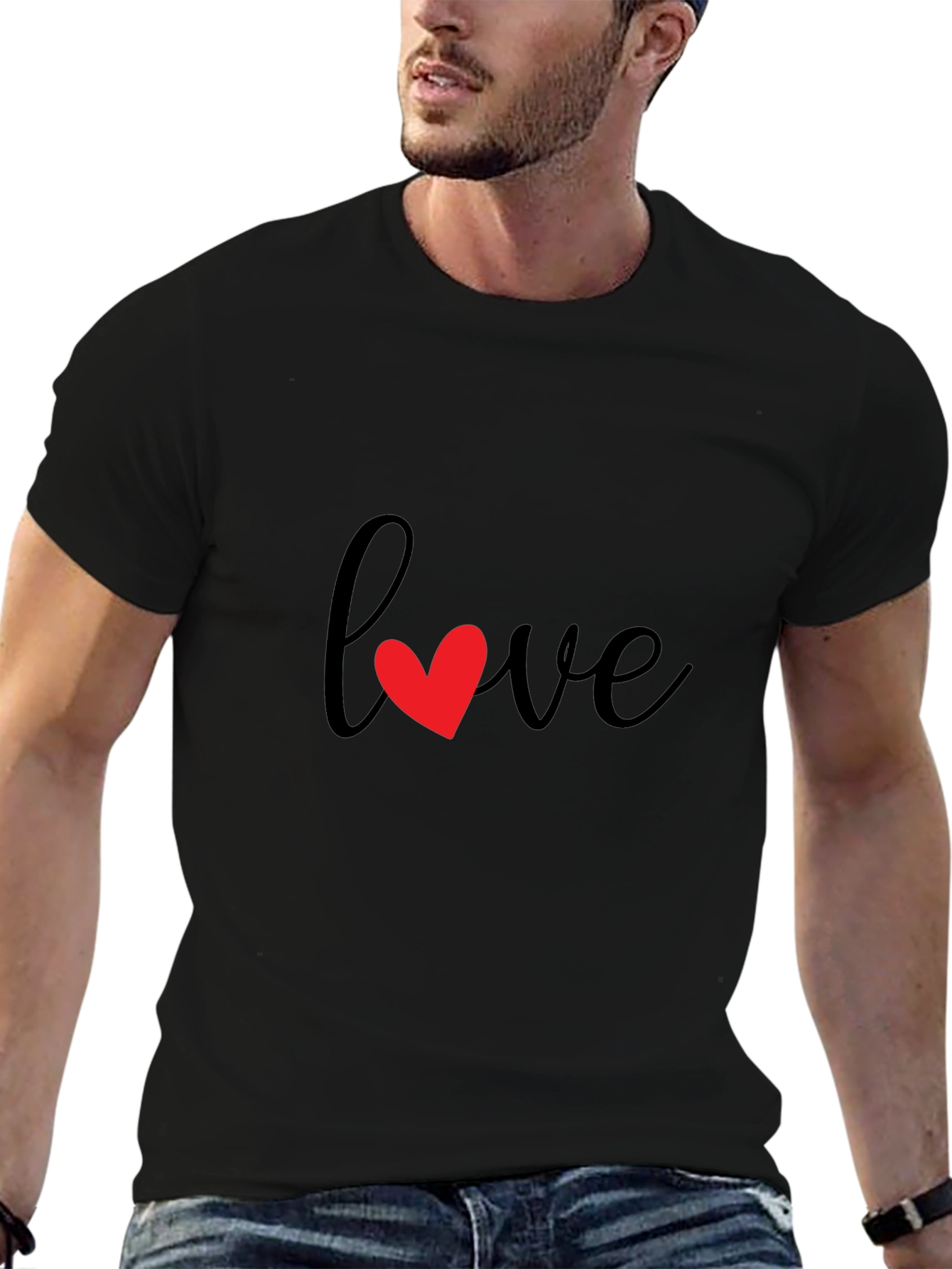 Love Heart Graphic T-Shirt - Black