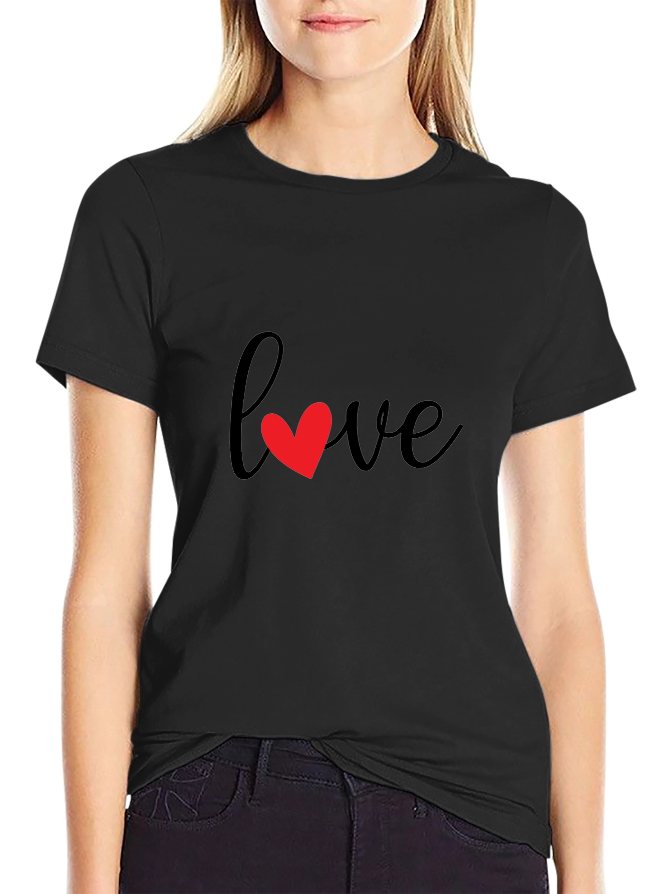 Love Heart Graphic T-Shirt - Black