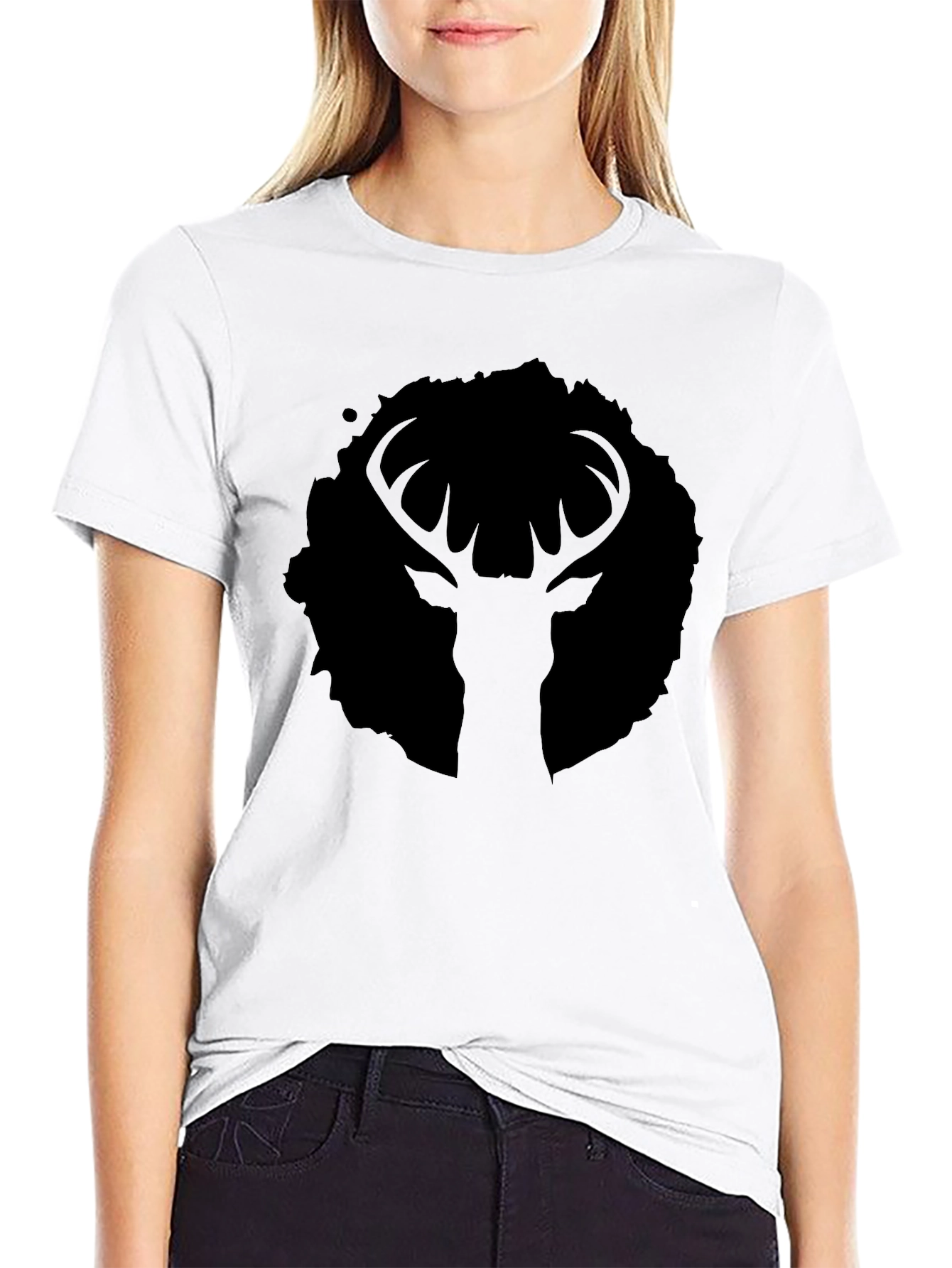 Mens Black Deer Graphic Tee - Stylish Casual Wear