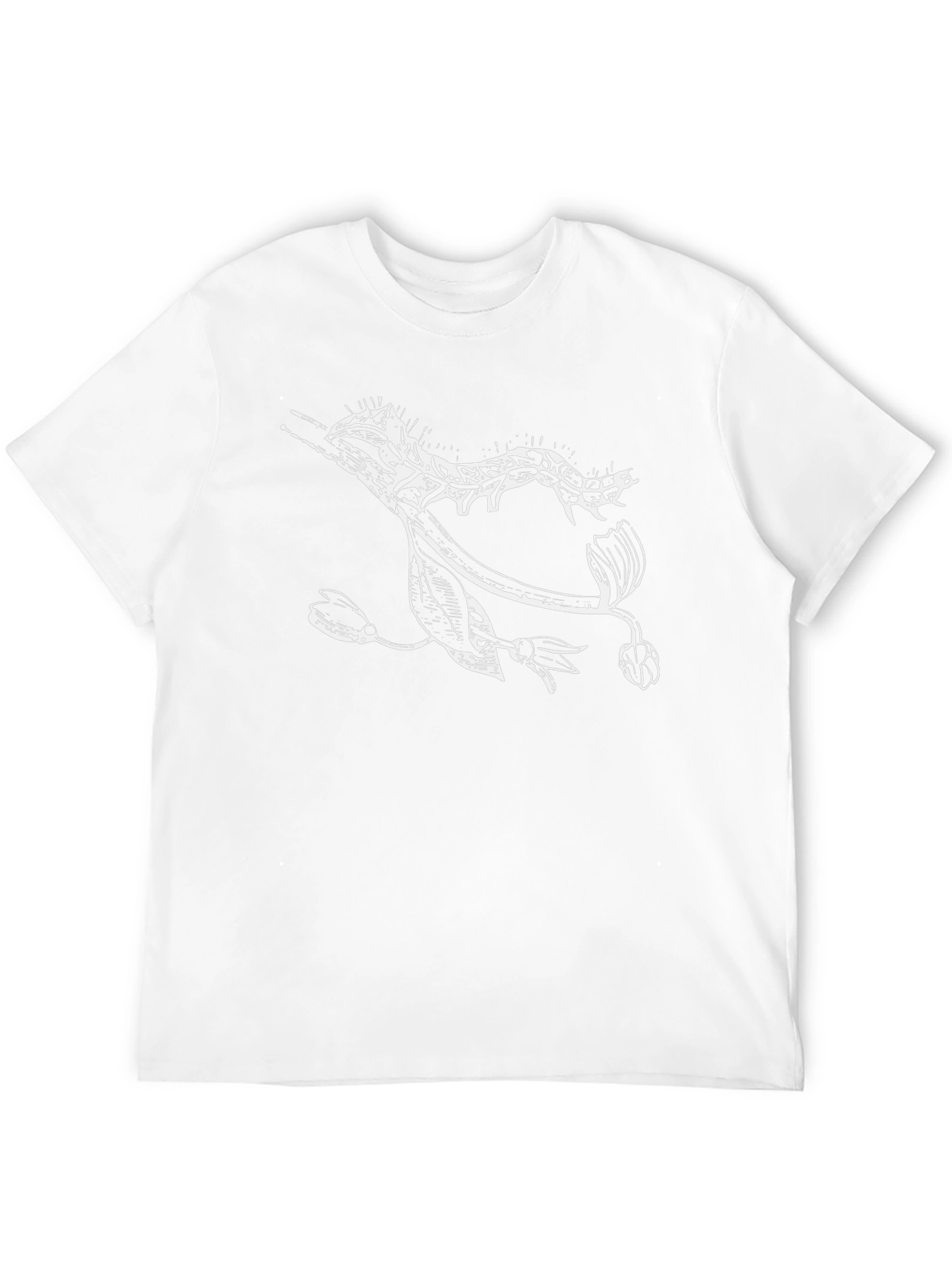 Unique Graphic Tee - Artistic Plant & Caterpillar Design