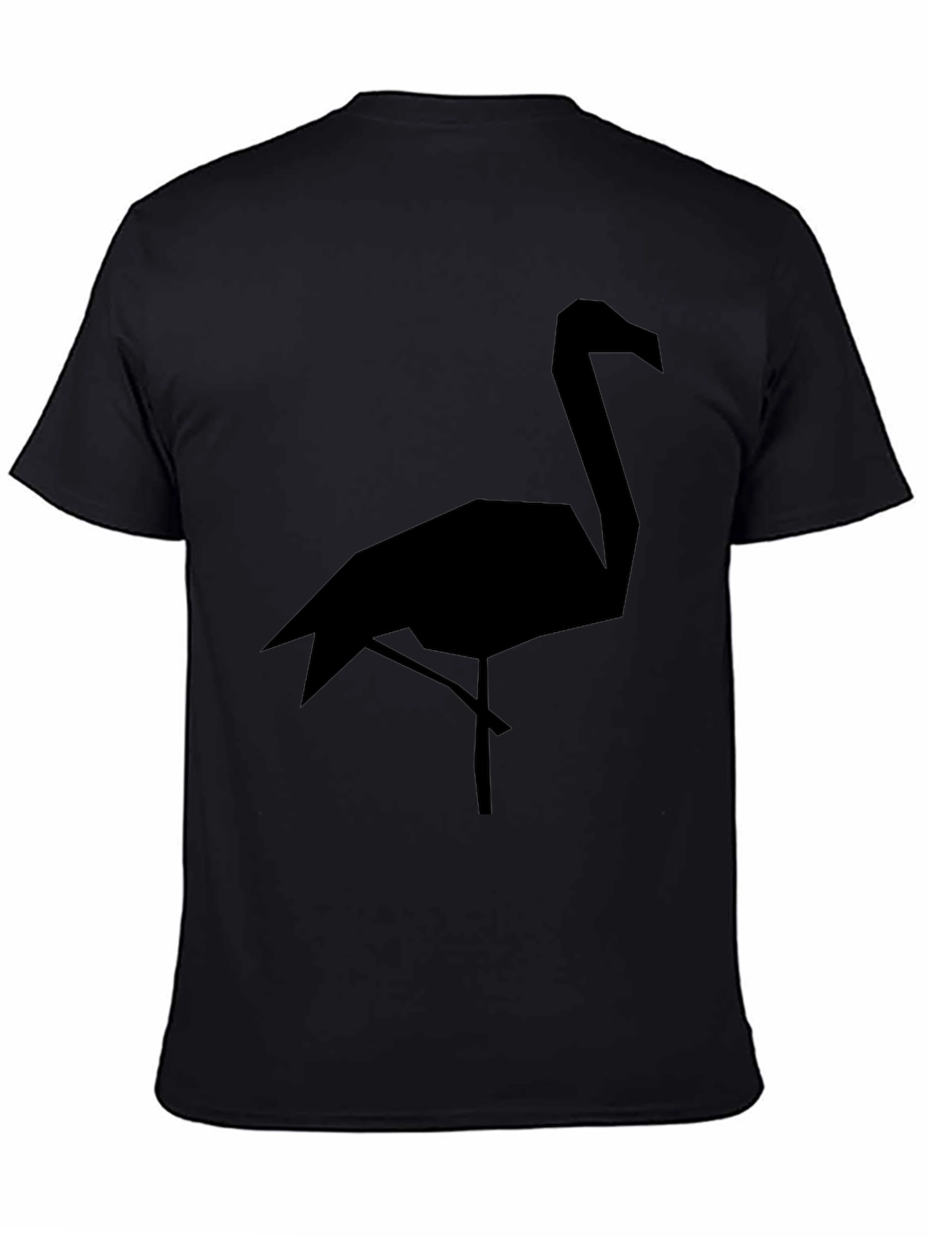 Geometric Flamingo Graphic Tee - Black