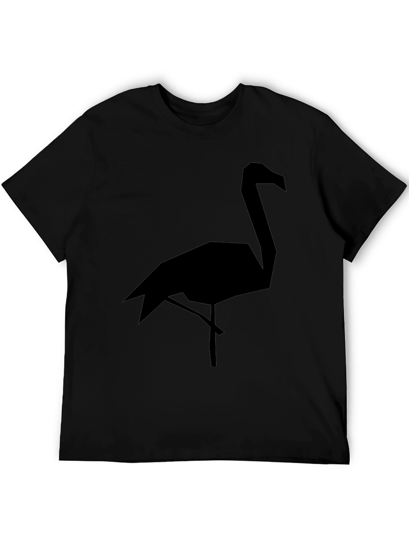 Geometric Flamingo Graphic Tee - Black