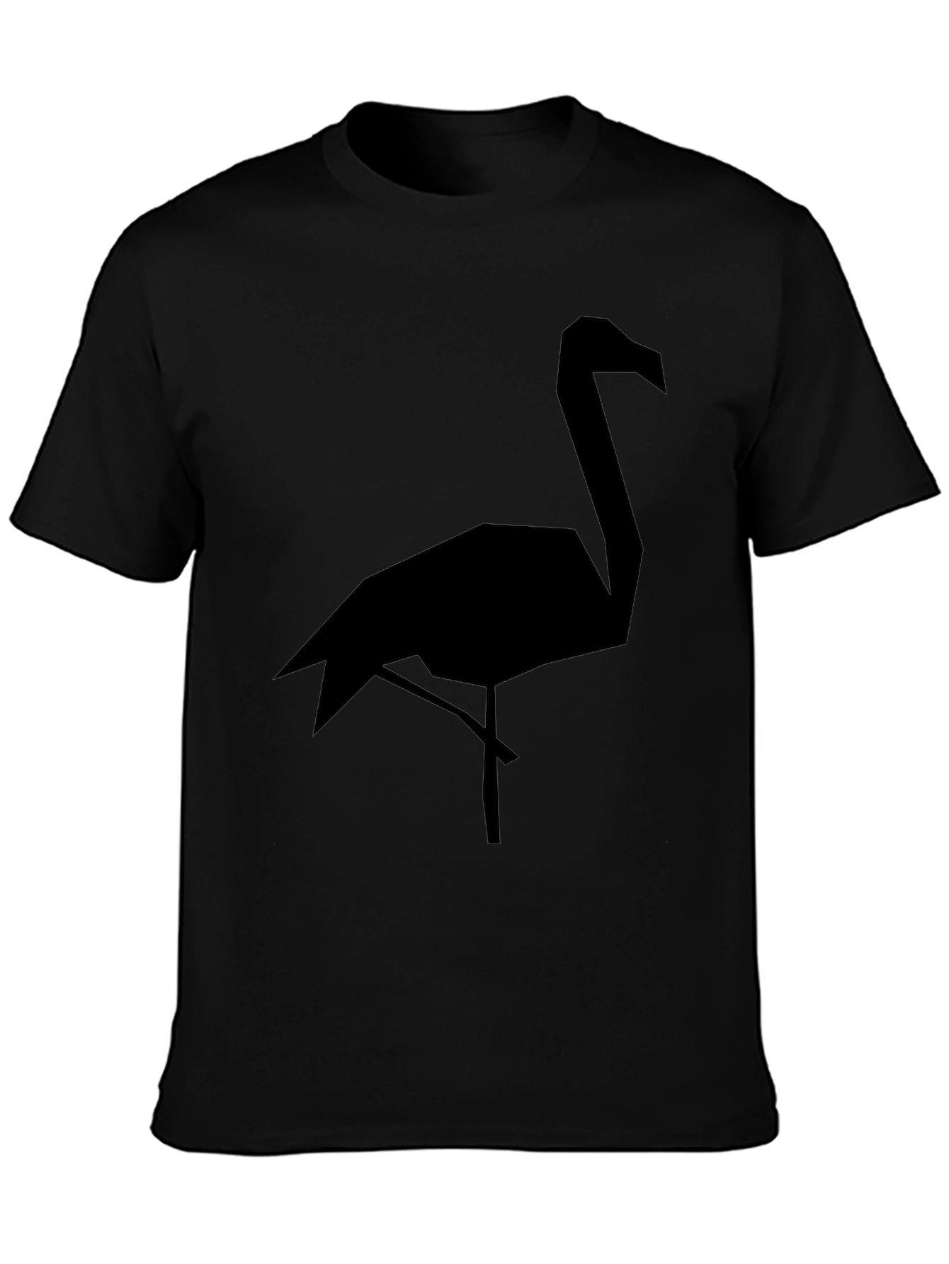 Geometric Flamingo Graphic Tee - Black