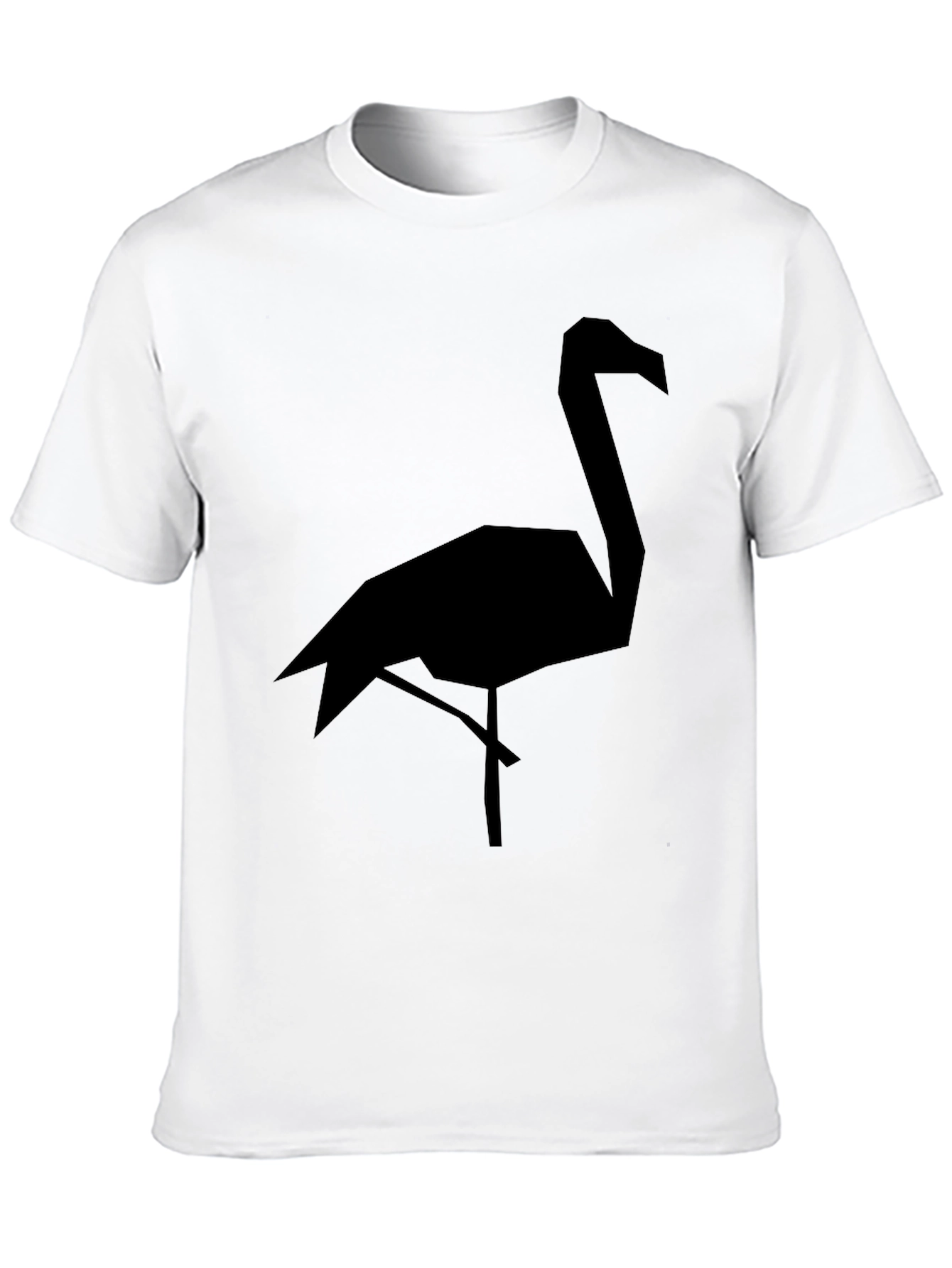 Geometric Flamingo Graphic Tee - Black