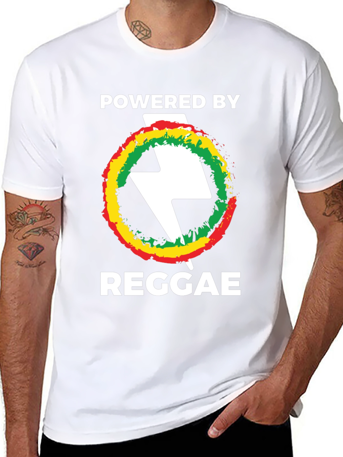 Powered By Reggae T-Shirt Black Cotton