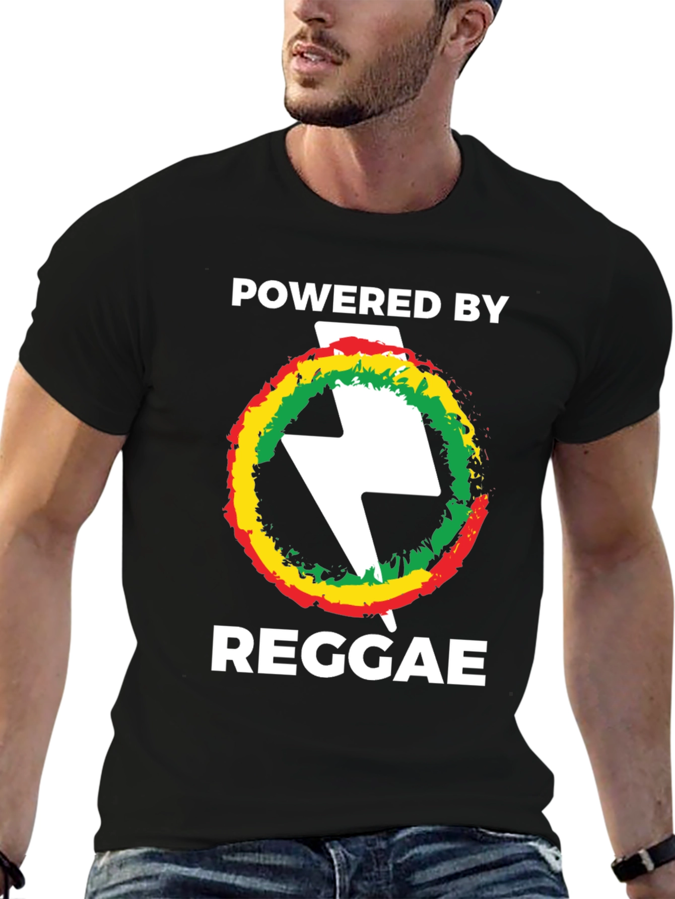 Powered By Reggae T-Shirt Black Cotton