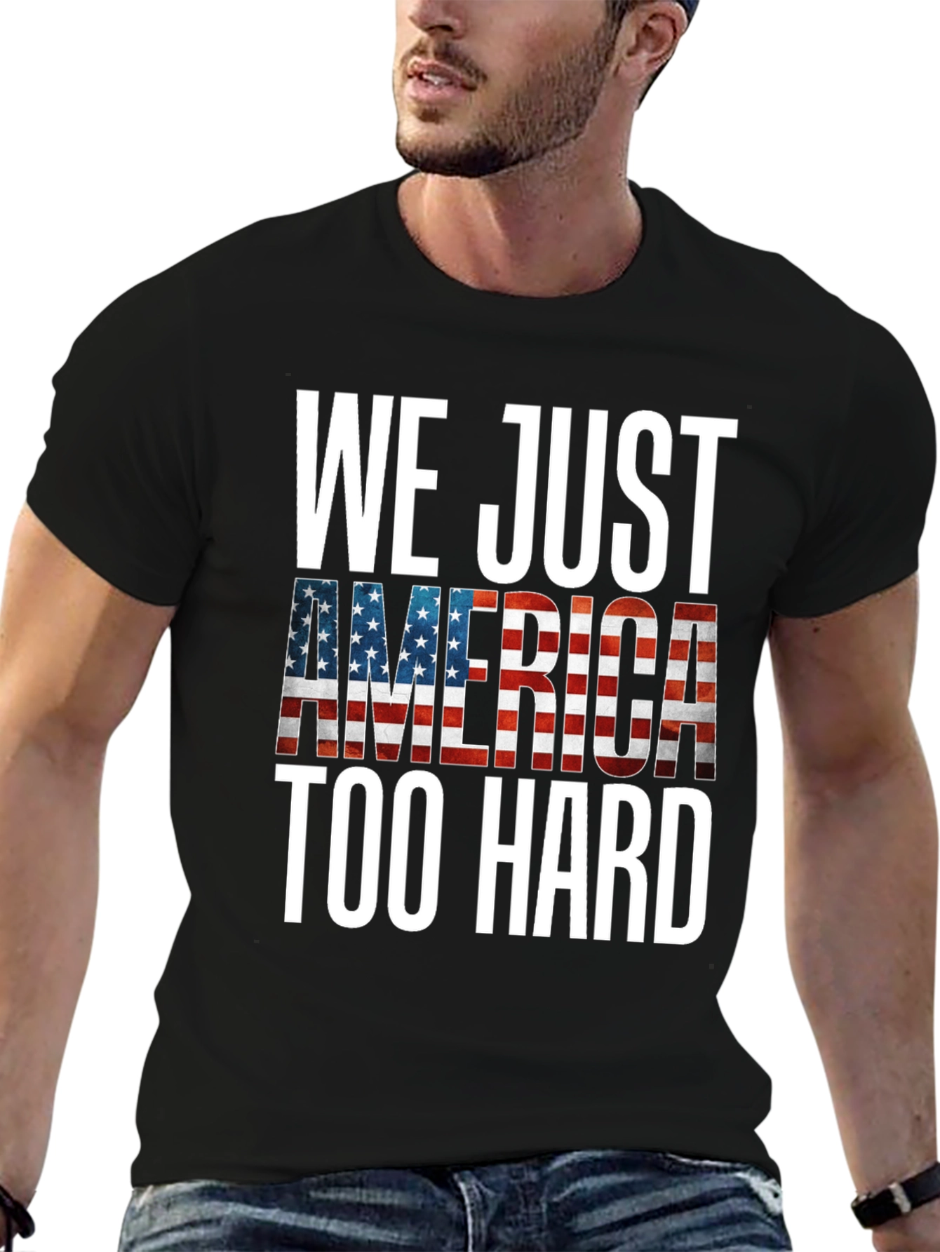 Patriotic America Too Hard Graphic Tee
