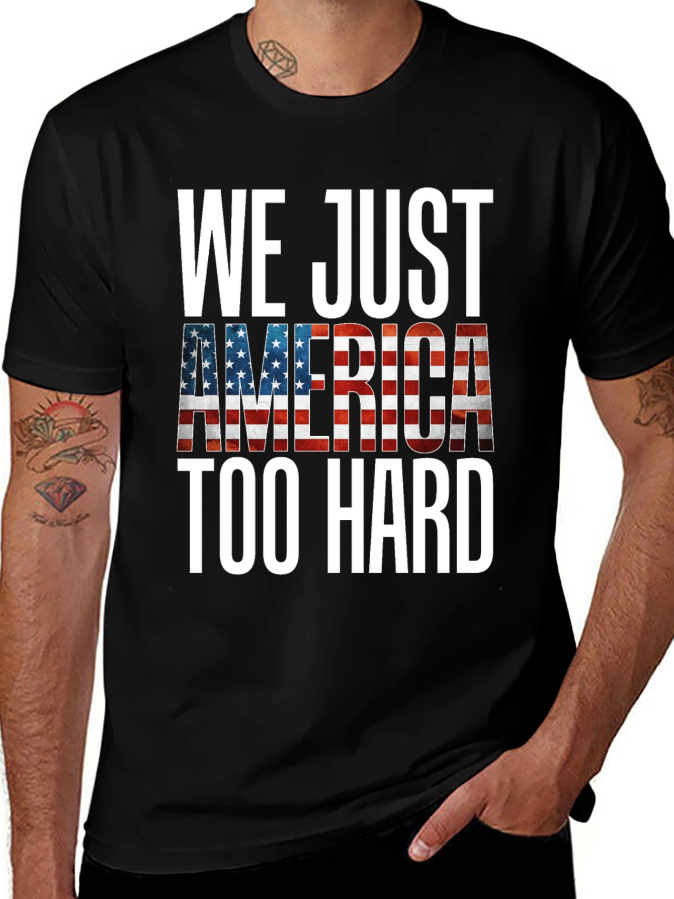 Patriotic America Too Hard Graphic Tee