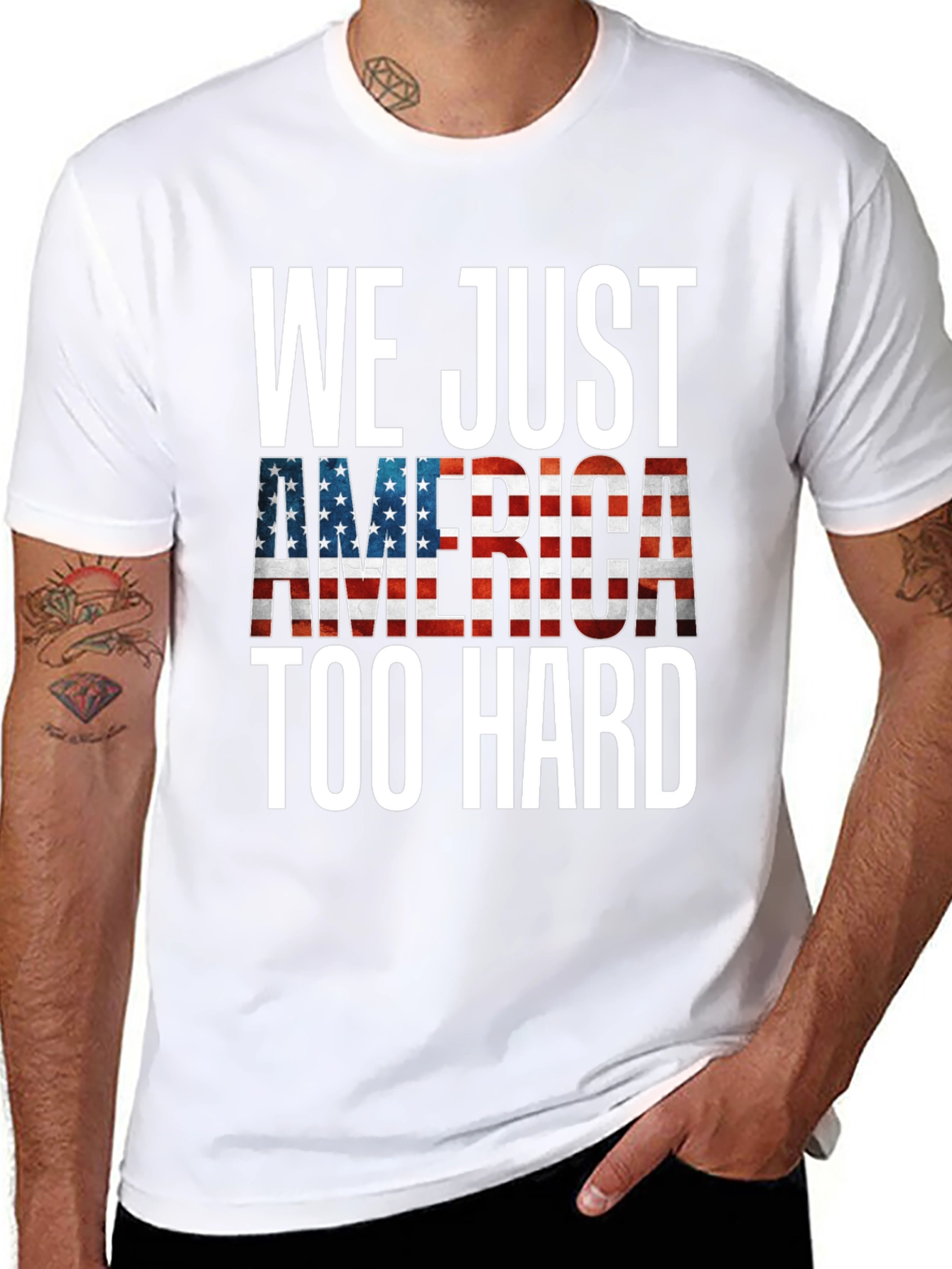 Patriotic America Too Hard Graphic Tee