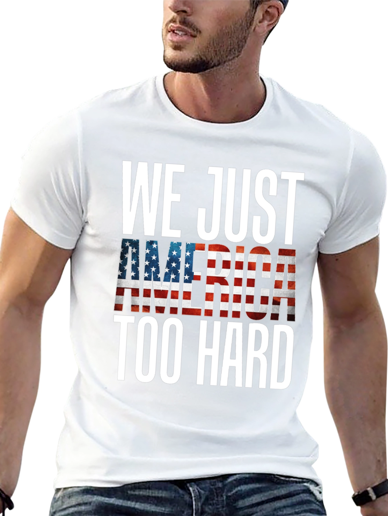 Patriotic America Too Hard Graphic Tee