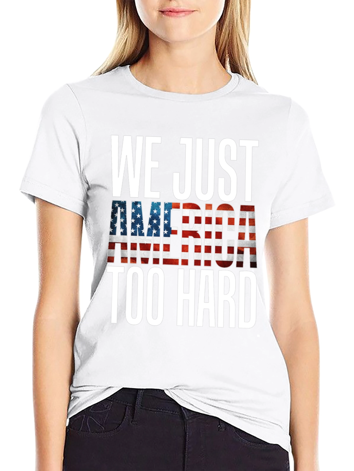 Patriotic America Too Hard Graphic Tee
