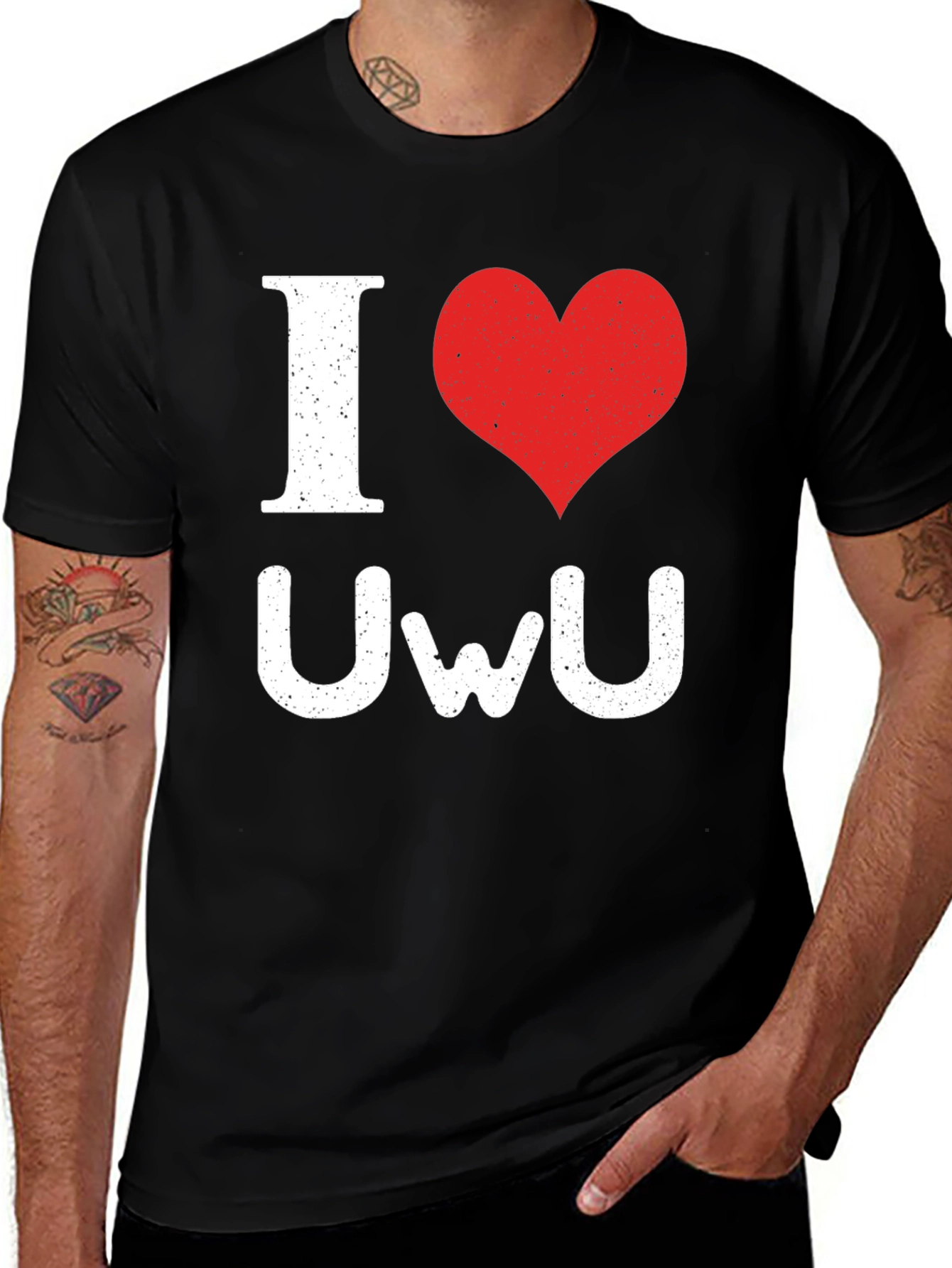 I Heart UWU Graphic T-Shirt - Casual Black Tee