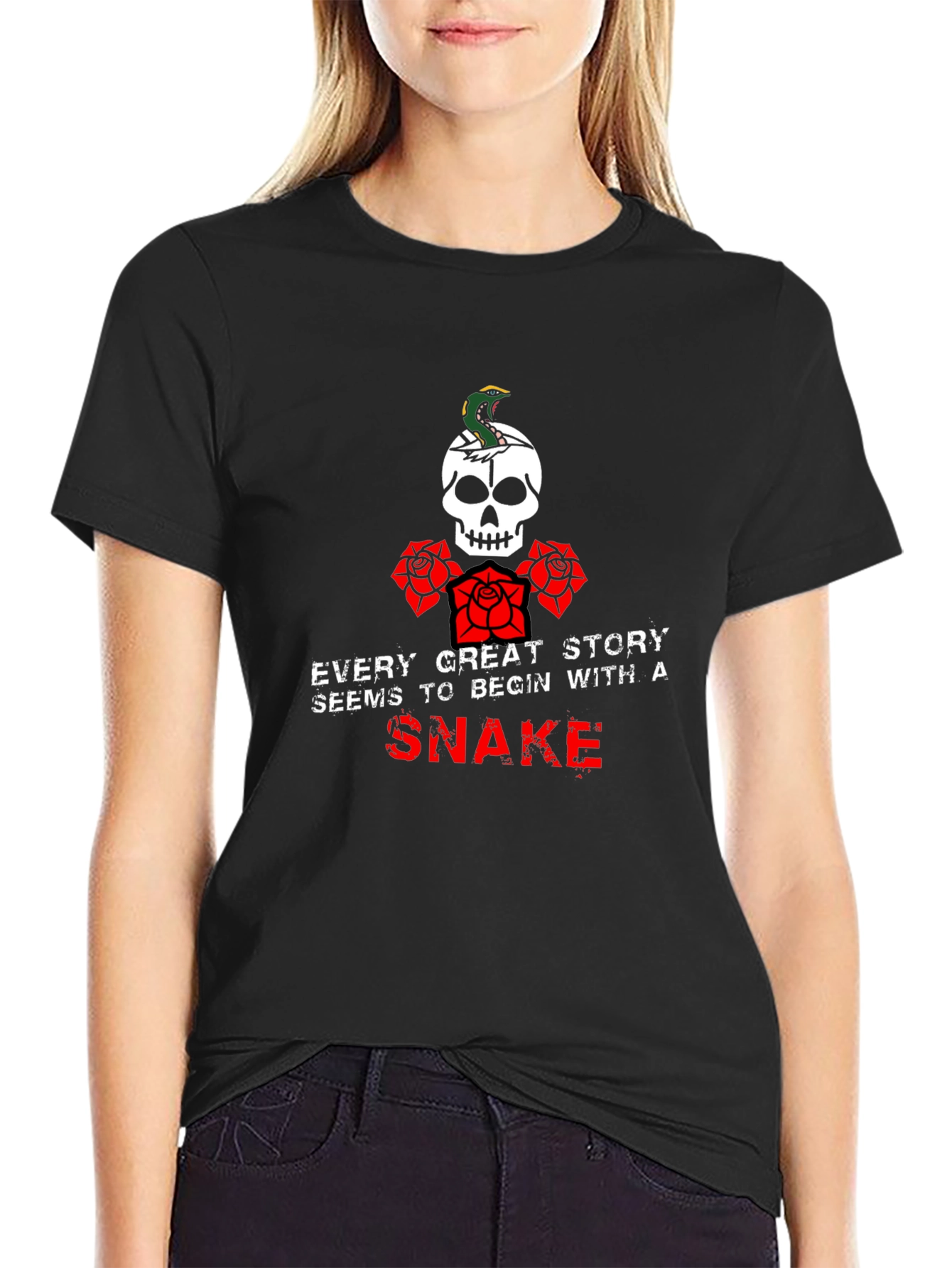 Skull & Snake Graphic T-Shirt
