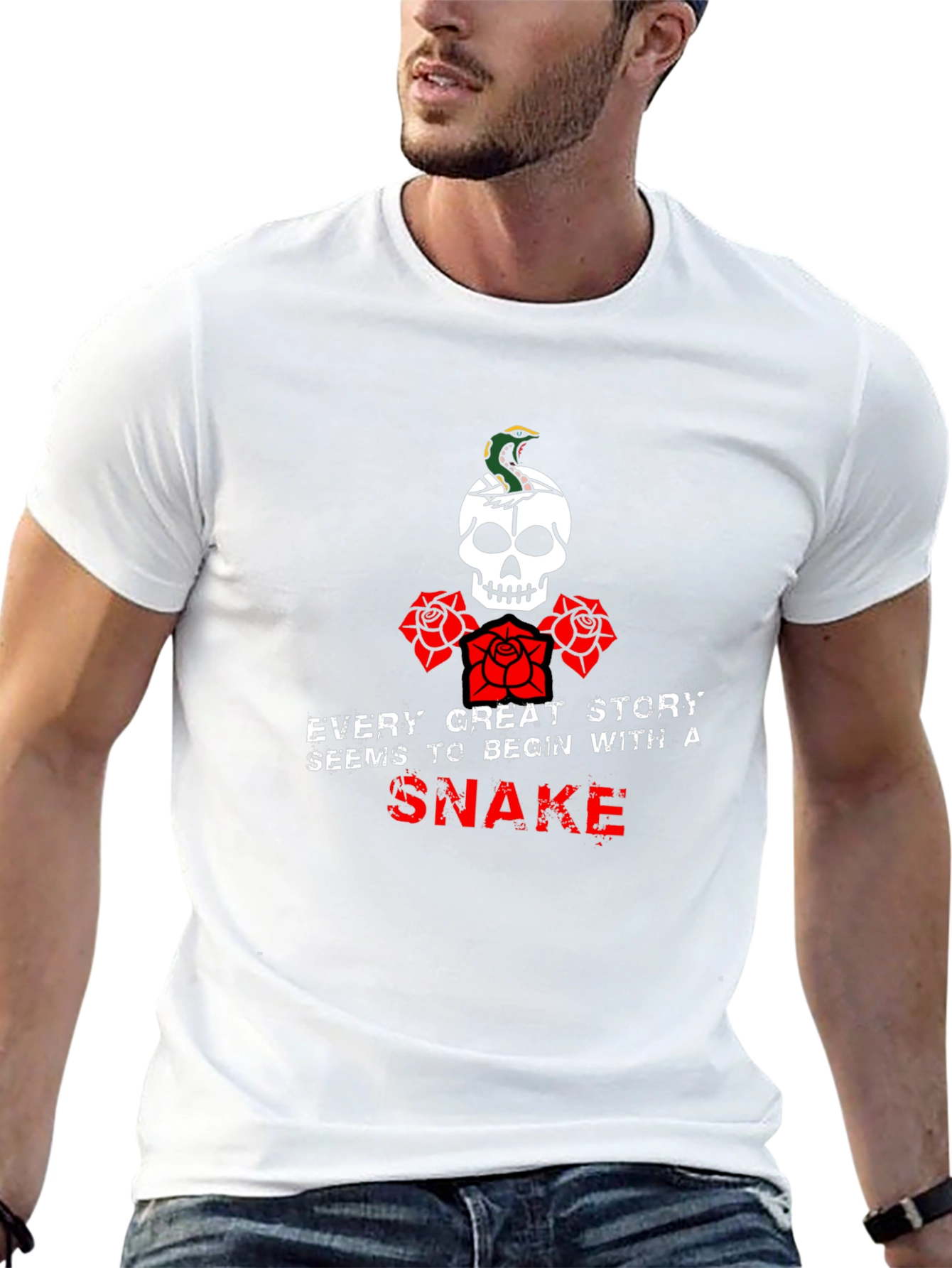 Skull & Snake Graphic T-Shirt