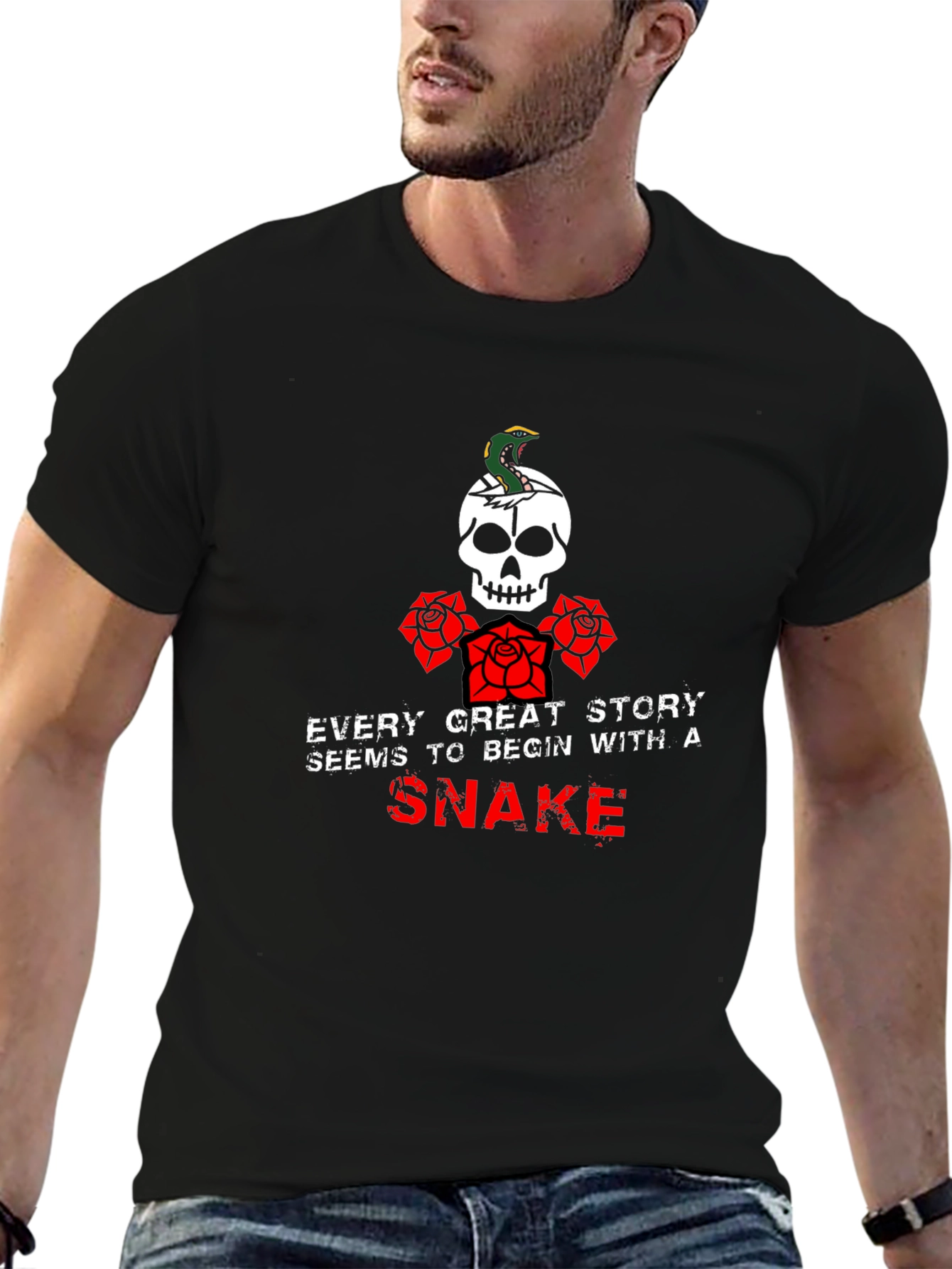 Skull & Snake Graphic T-Shirt