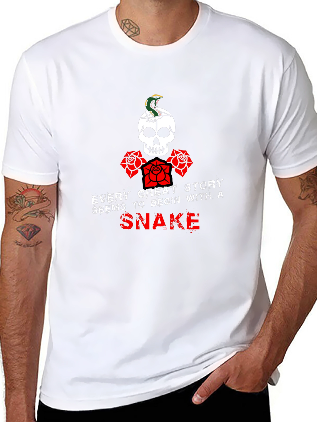 Skull & Snake Graphic T-Shirt