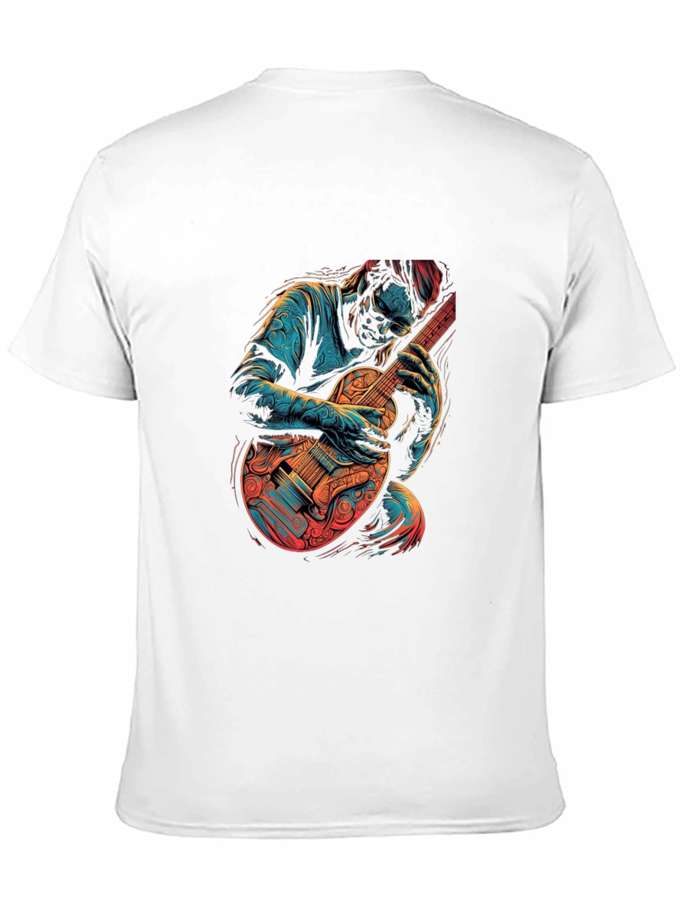 Guitar Player Graphic Print Black T-Shirt
