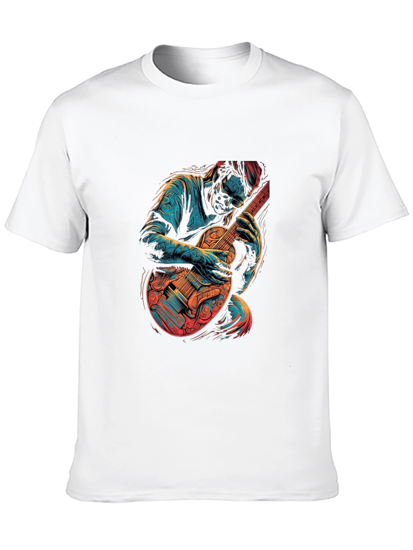 Guitar Player Graphic Print Black T-Shirt