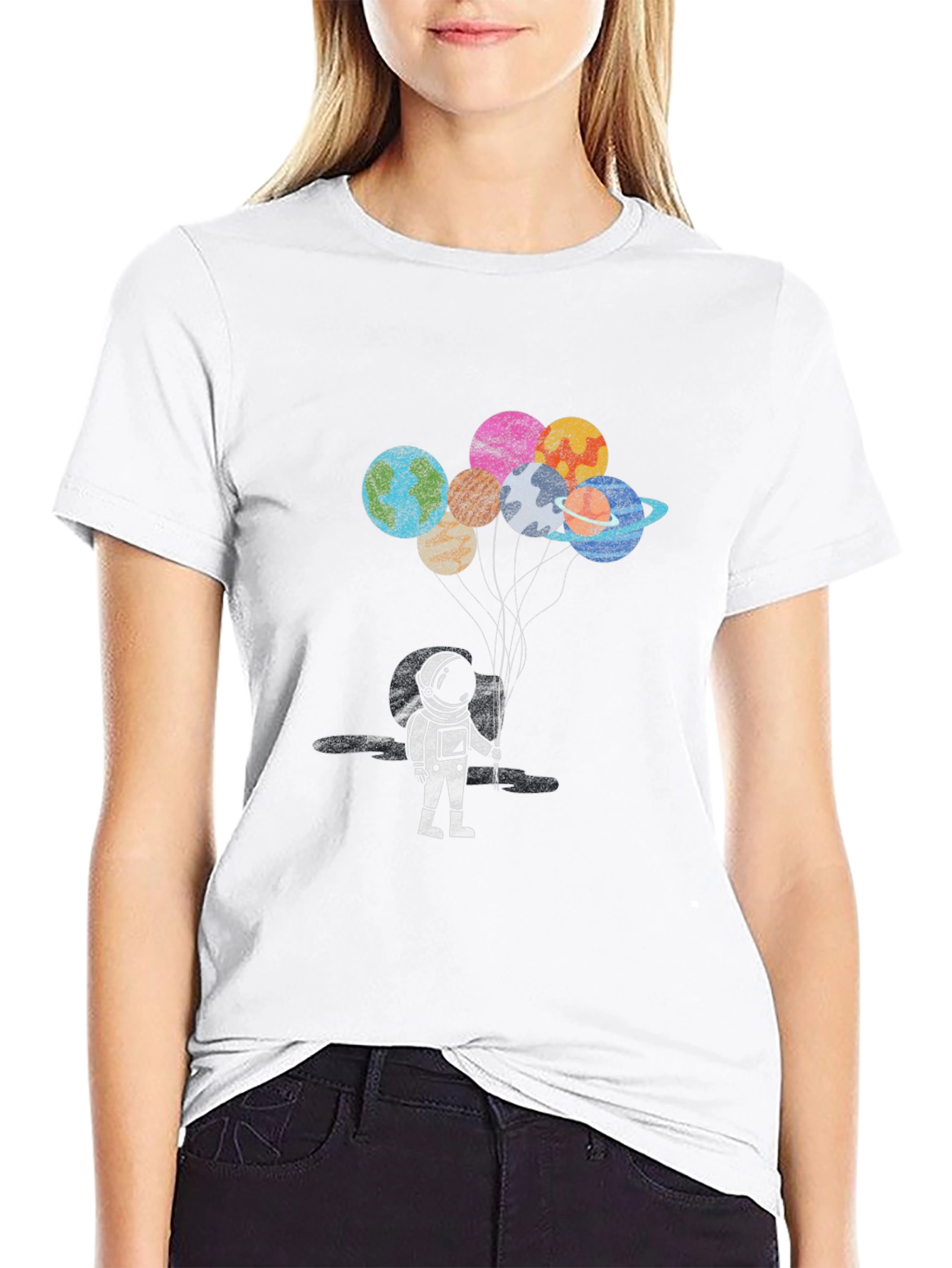 Astronaut Planet Balloon Graphic T-Shirt