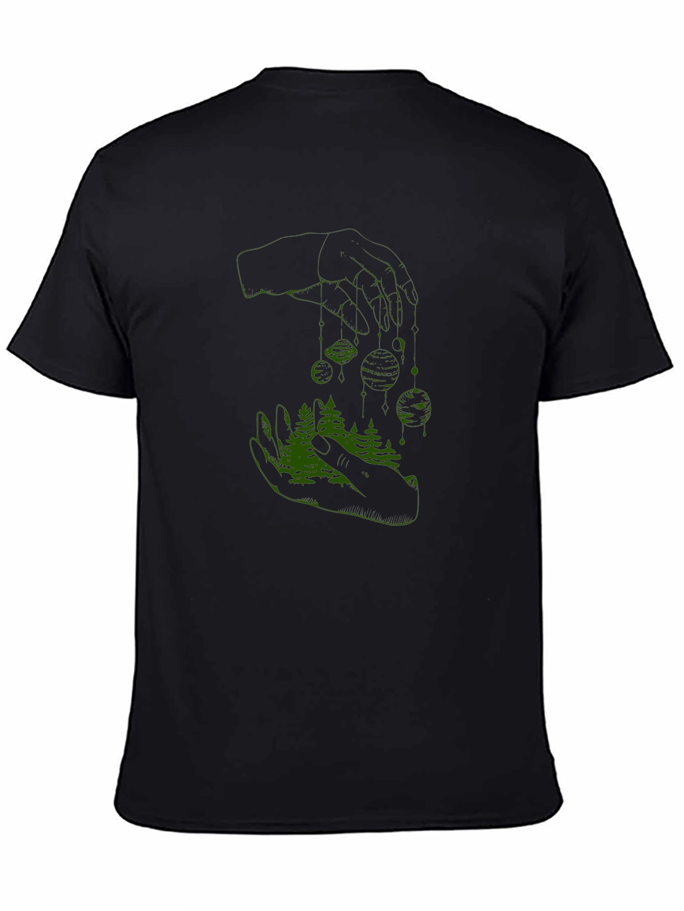 Nature in Hand Graphic Tee - Stylish Black T-Shirt