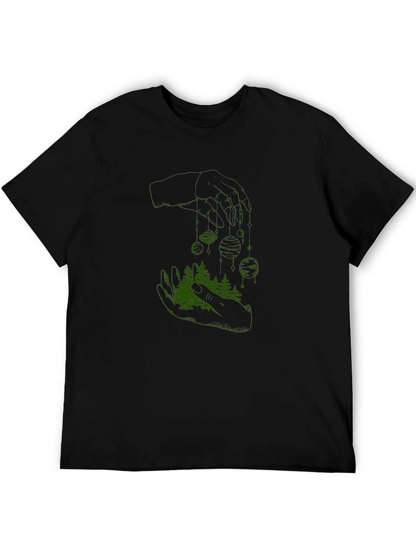 Nature in Hand Graphic Tee - Stylish Black T-Shirt